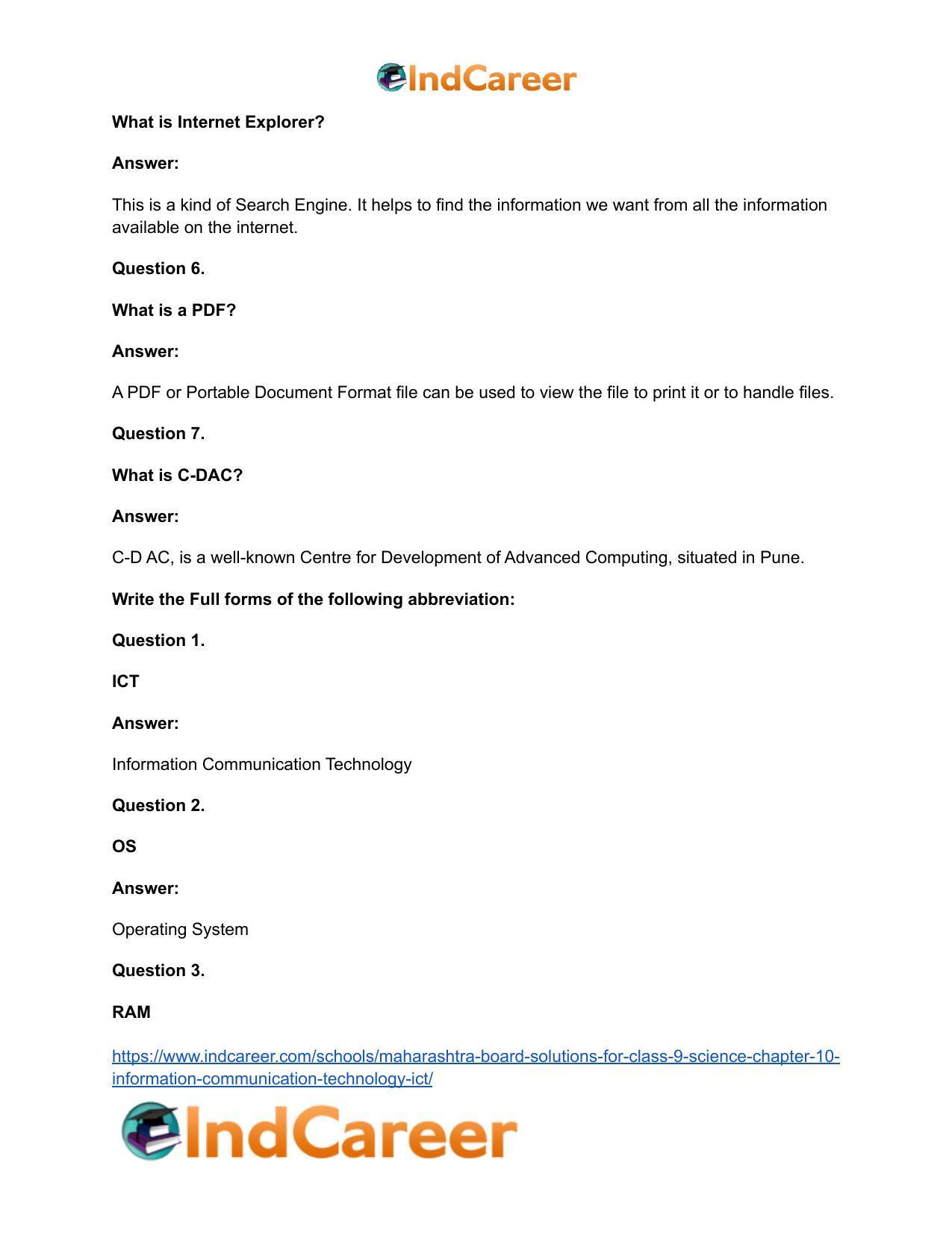 Maharashtra Board Solutions for Class 9- Science: Chapter 10- Information Communication Technology (ICT) - Page 16