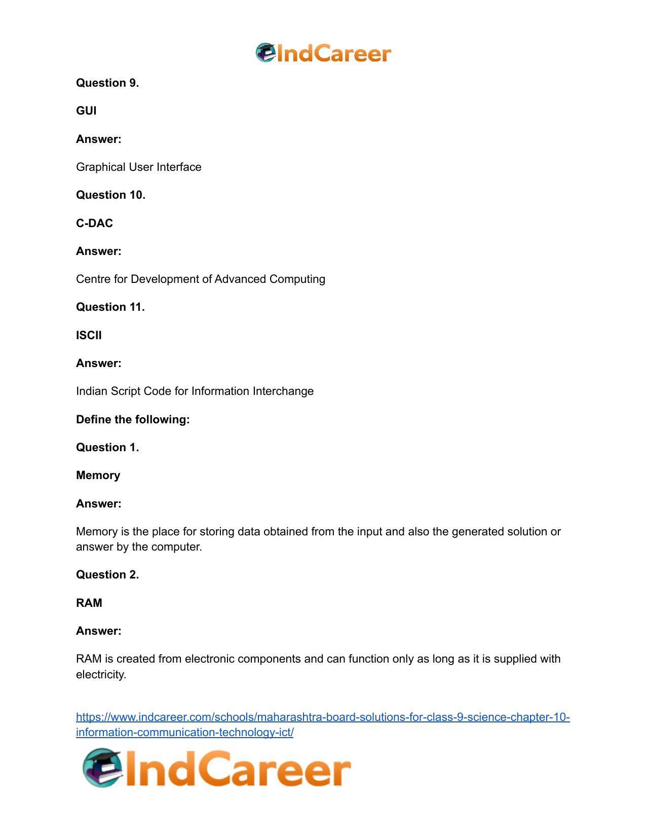 Maharashtra Board Solutions for Class 9- Science: Chapter 10- Information Communication Technology (ICT) - Page 18