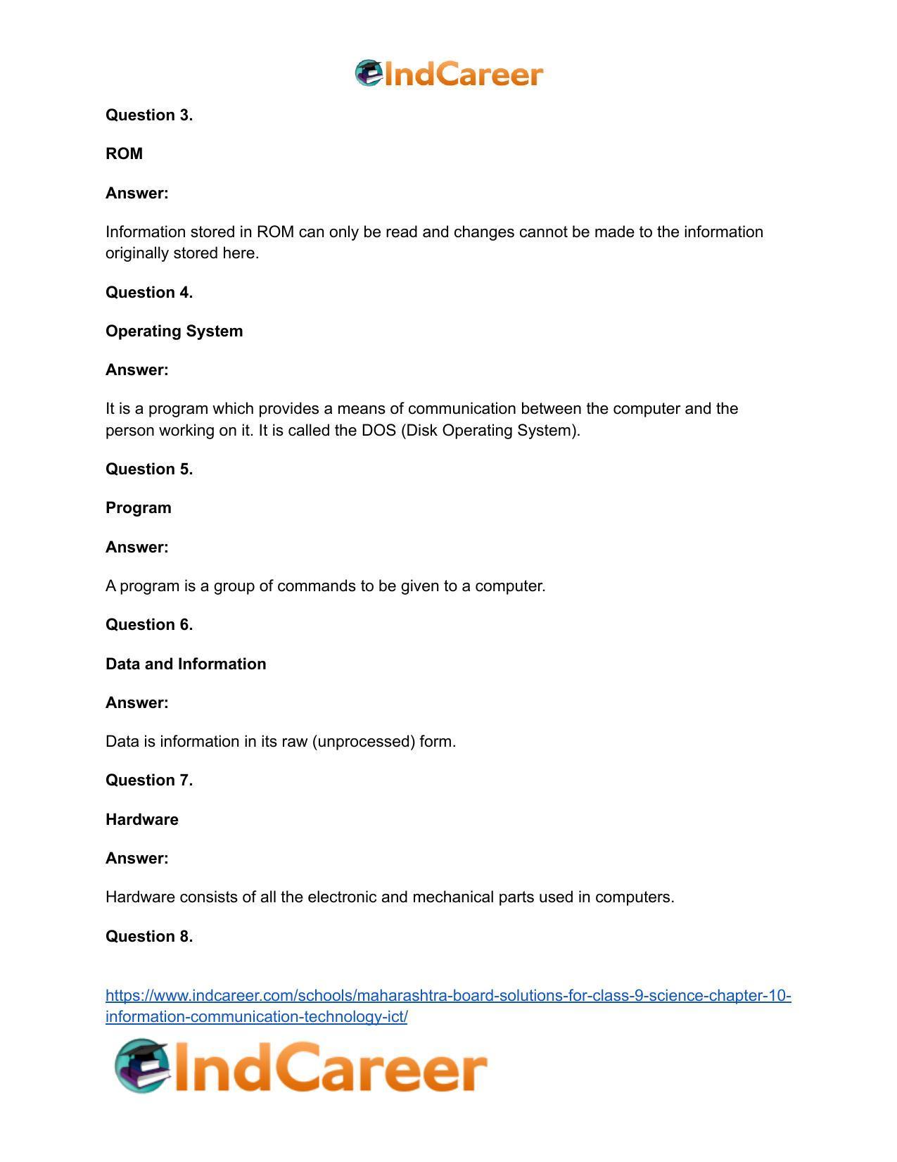 Maharashtra Board Solutions for Class 9- Science: Chapter 10- Information Communication Technology (ICT) - Page 19