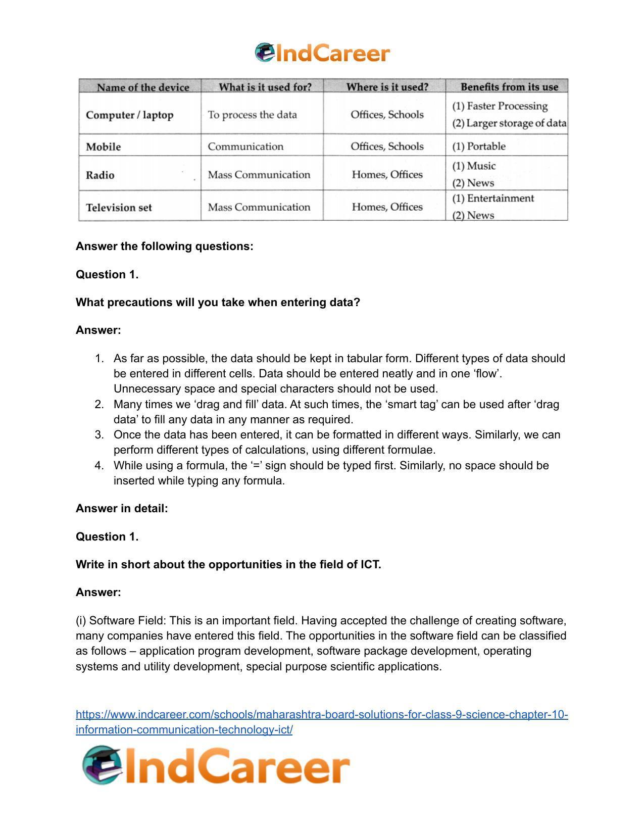 Maharashtra Board Solutions for Class 9- Science: Chapter 10- Information Communication Technology (ICT) - Page 21