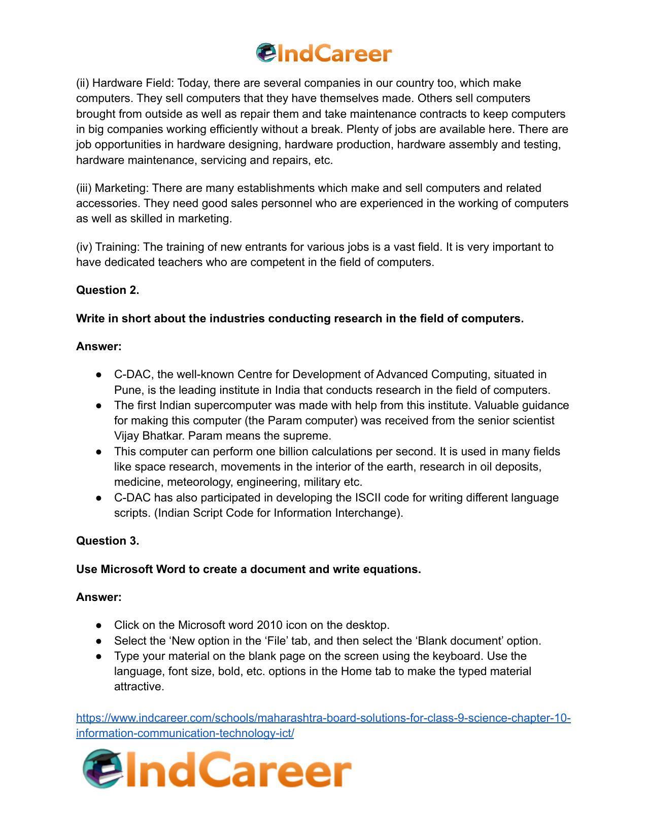Maharashtra Board Solutions for Class 9- Science: Chapter 10- Information Communication Technology (ICT) - Page 22