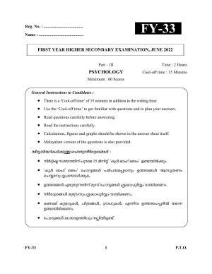 Kerala Plus One 2022 Psychology Question Papers