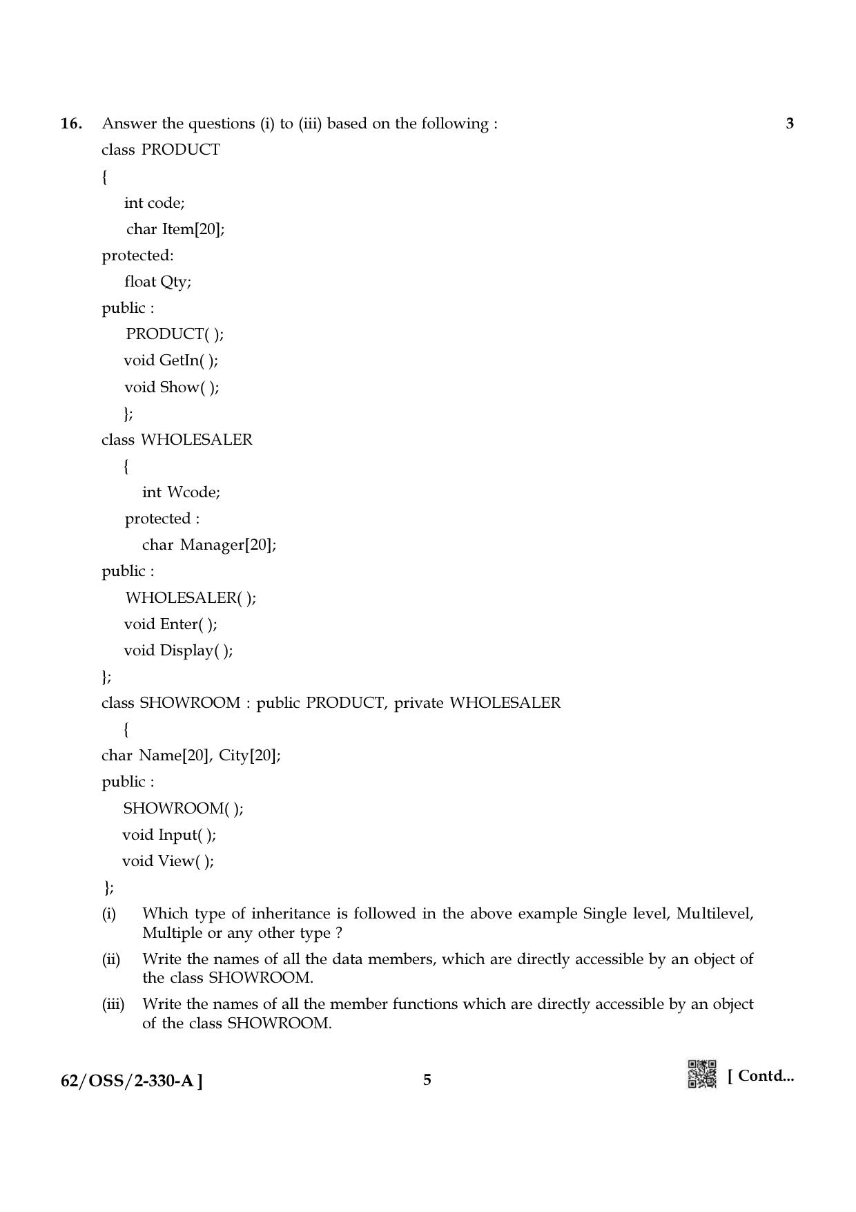 NIOS October 2021 Class 12 Computer Science Question Paper - Page 5