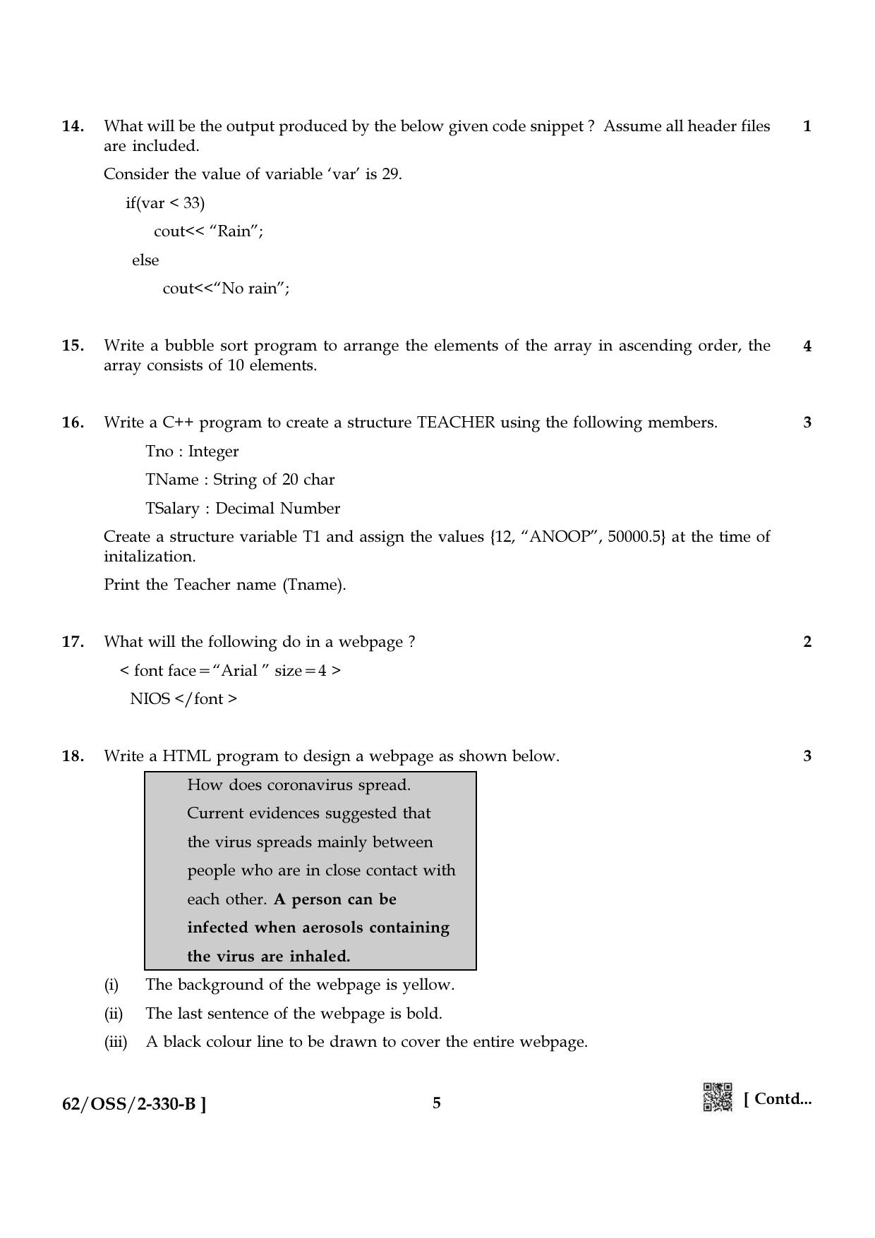 NIOS October 2021 Class 12 Computer Science Question Paper - Page 13