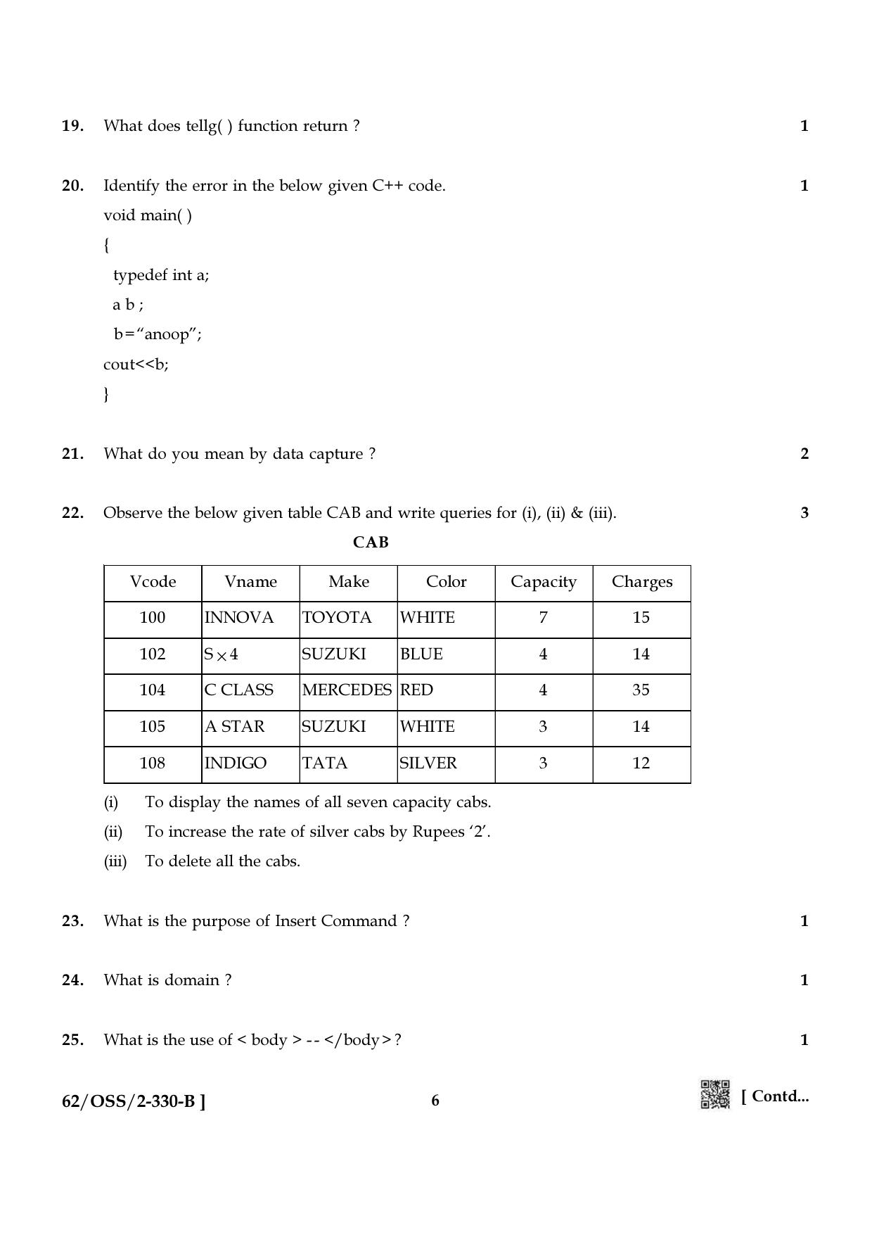 NIOS October 2021 Class 12 Computer Science Question Paper - Page 14
