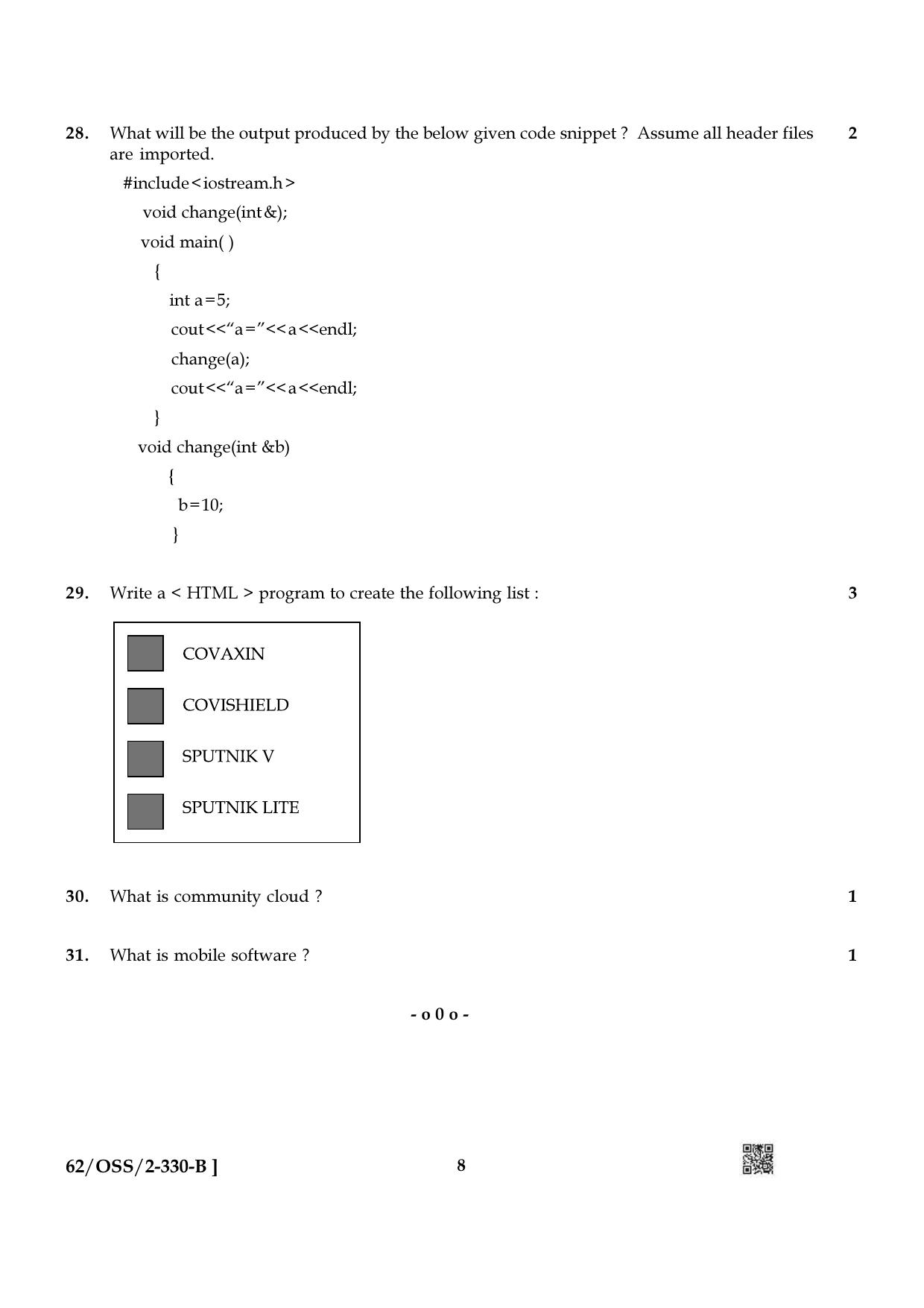 NIOS October 2021 Class 12 Computer Science Question Paper - Page 16