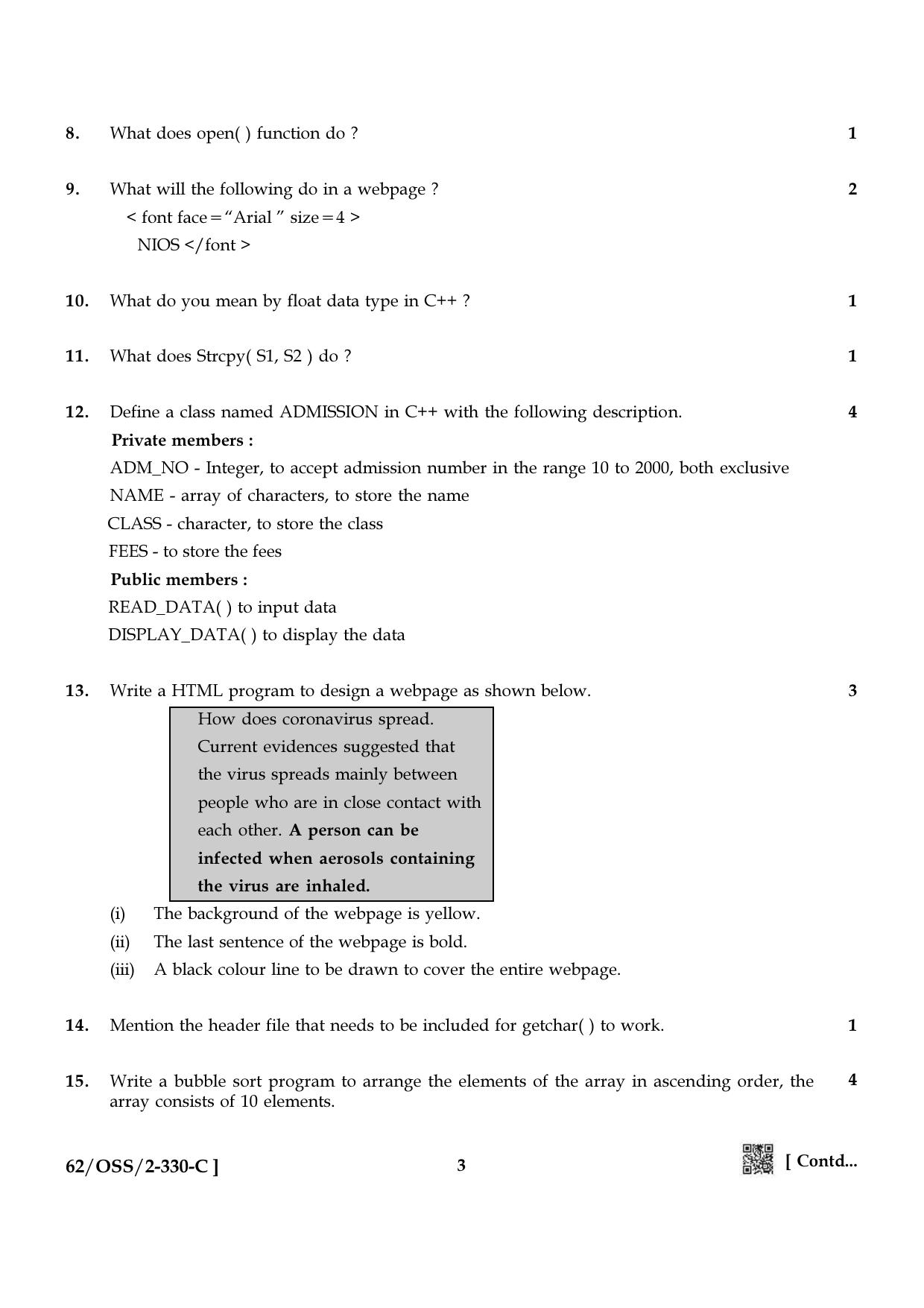 NIOS October 2021 Class 12 Computer Science Question Paper - Page 19