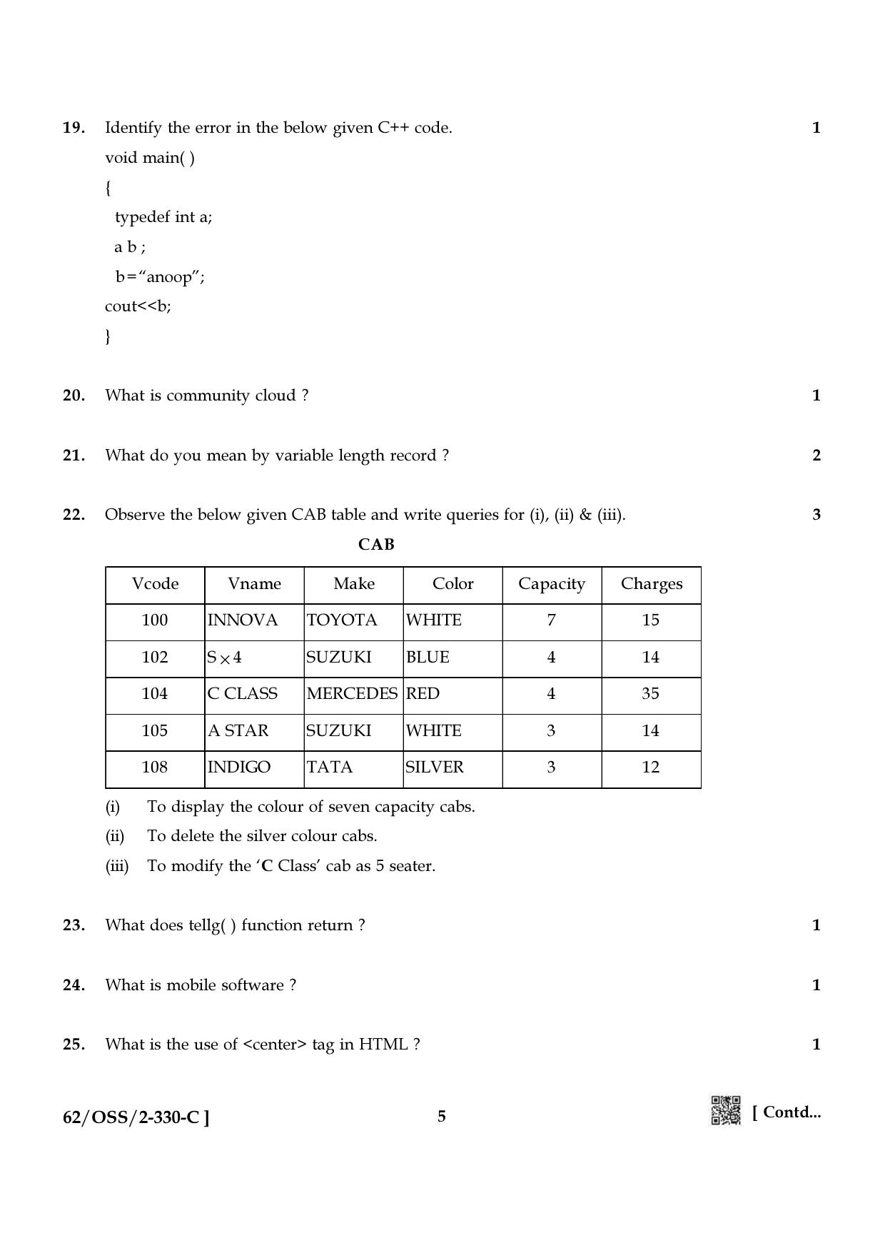NIOS October 2021 Class 12 Computer Science Question Paper - Page 21