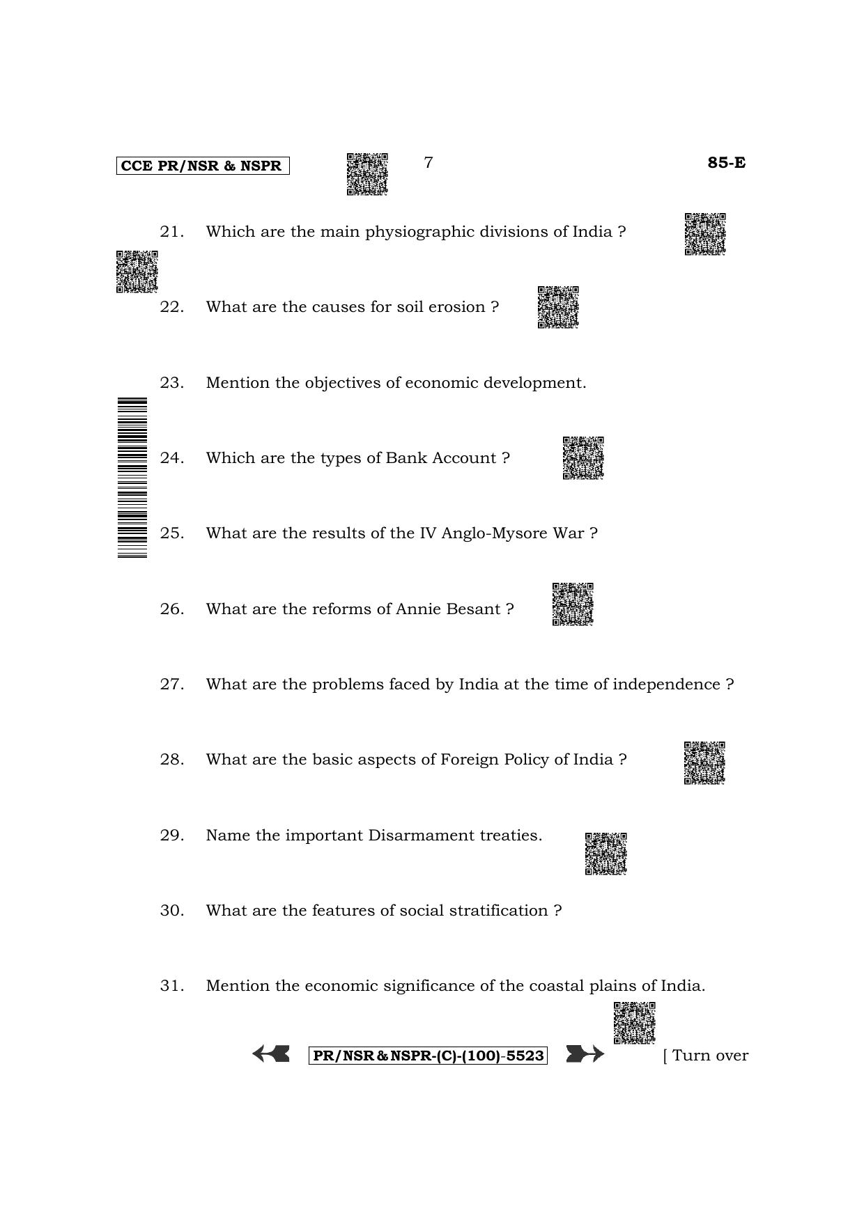 Karnataka SSLC Social Science - English Medium (Supplementary) Question Paper 2022 (C Version) - Page 7