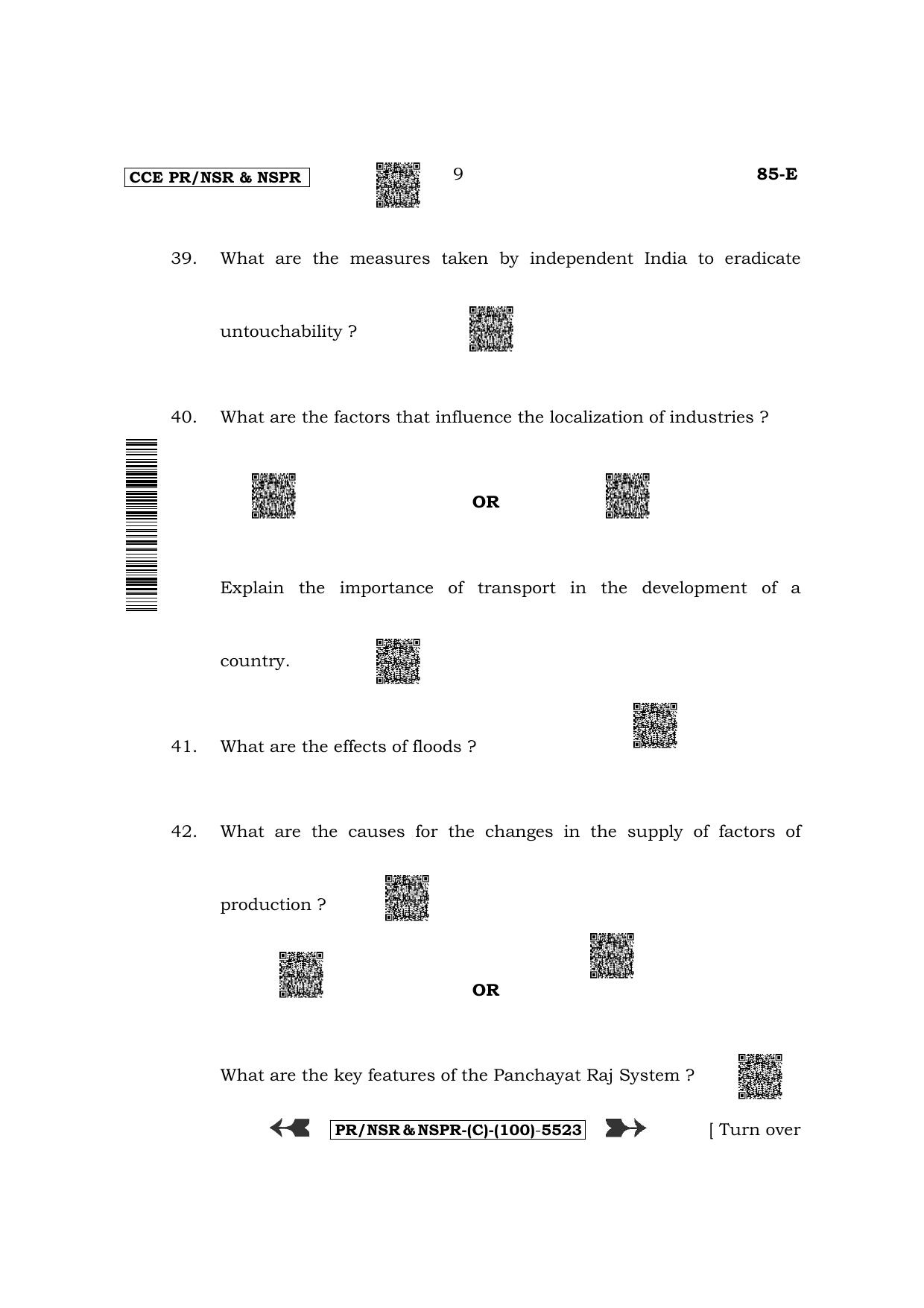 Karnataka SSLC Social Science - English Medium (Supplementary) Question Paper 2022 (C Version) - Page 9