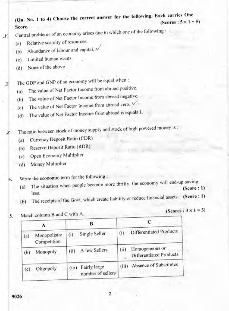 Kerala Plus Two 2018 Economics Model Question Paper - Page 2