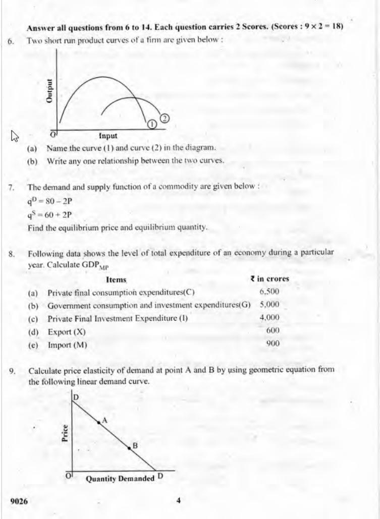 Kerala Plus Two 2018 Economics Model Question Paper - Page 4