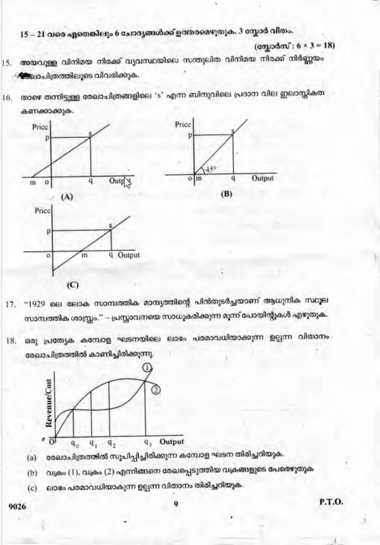 Kerala Plus Two 2018 Economics Model Question Paper - Page 9