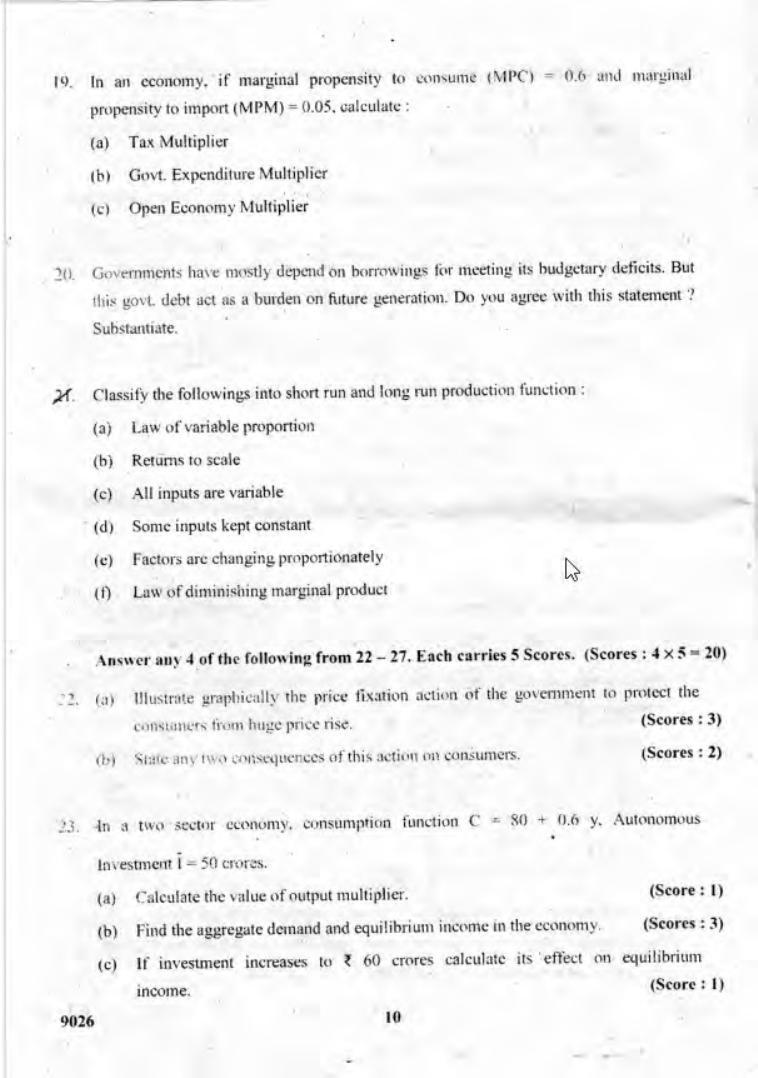 Kerala Plus Two 2018 Economics Model Question Paper - Page 10