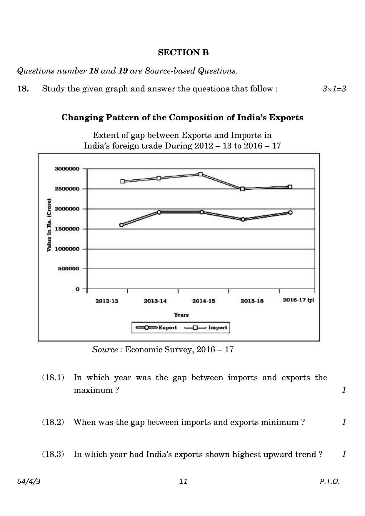 CBSE Class 12 64-4-3 Geography 2023 Question Paper - Page 11