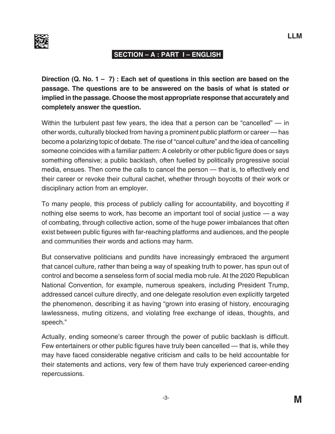 AILET 2023 Question Paper for LLM - Page 3