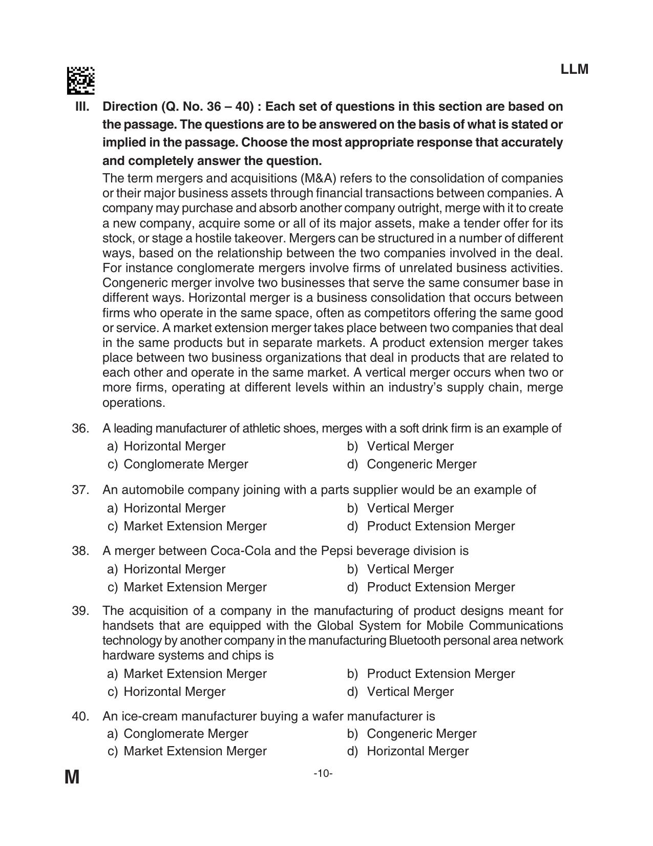 AILET 2023 Question Paper for LLM - Page 10