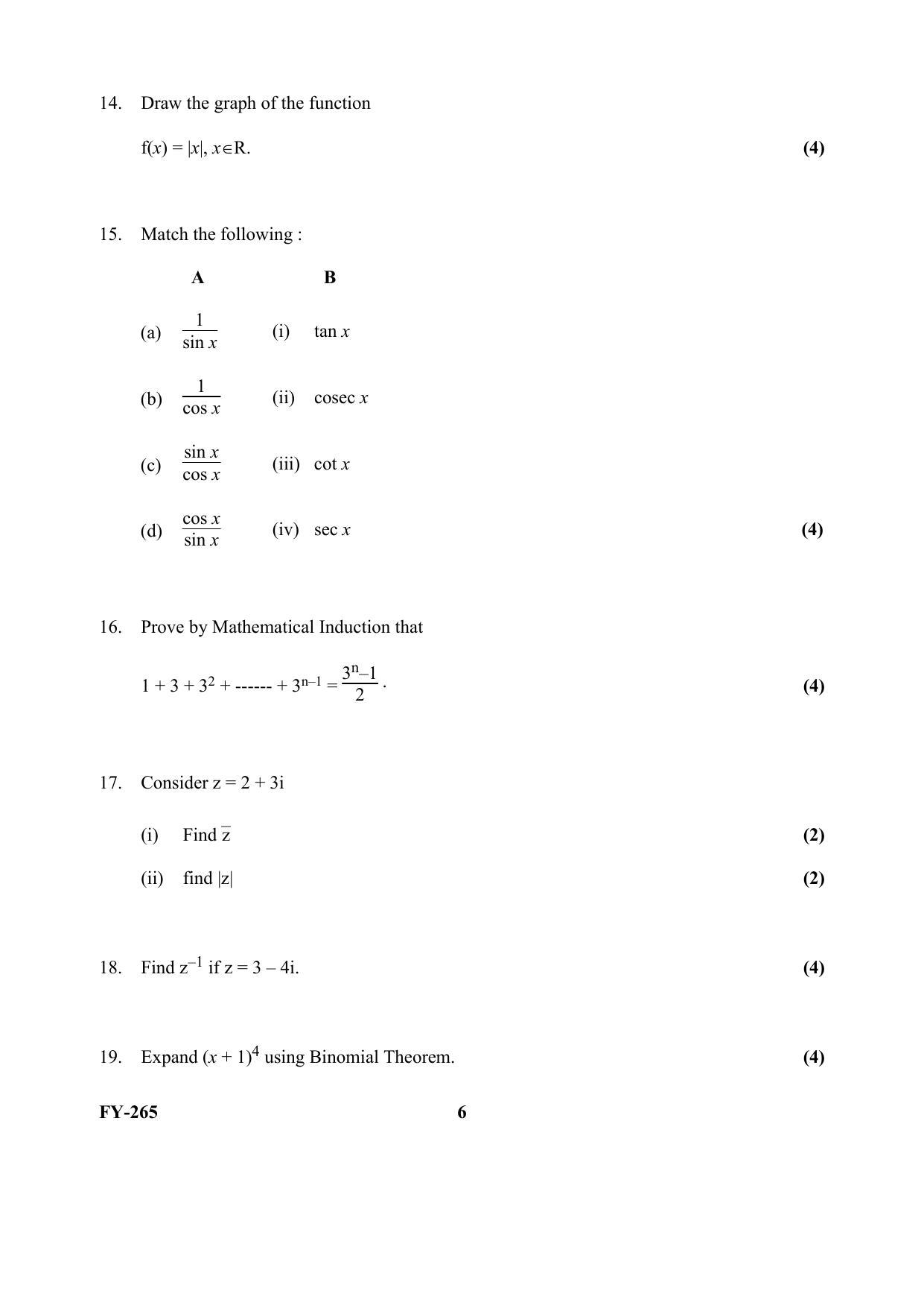 Kerala Plus One (Class 11th) Mathematics-Science-Hearing Question Paper 2021 - Page 6