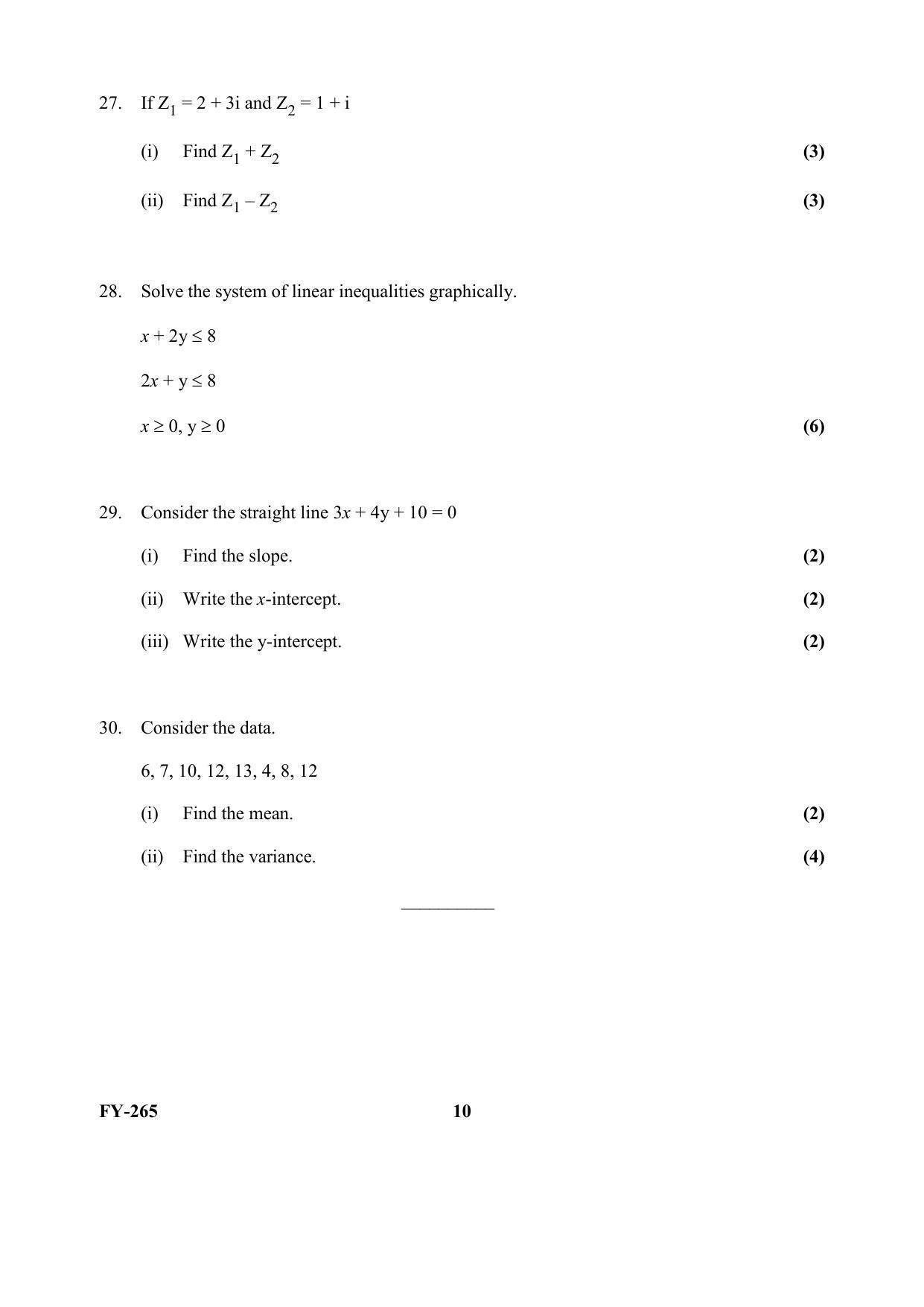 Kerala Plus One (Class 11th) Mathematics-Science-Hearing Question Paper 2021 - Page 10