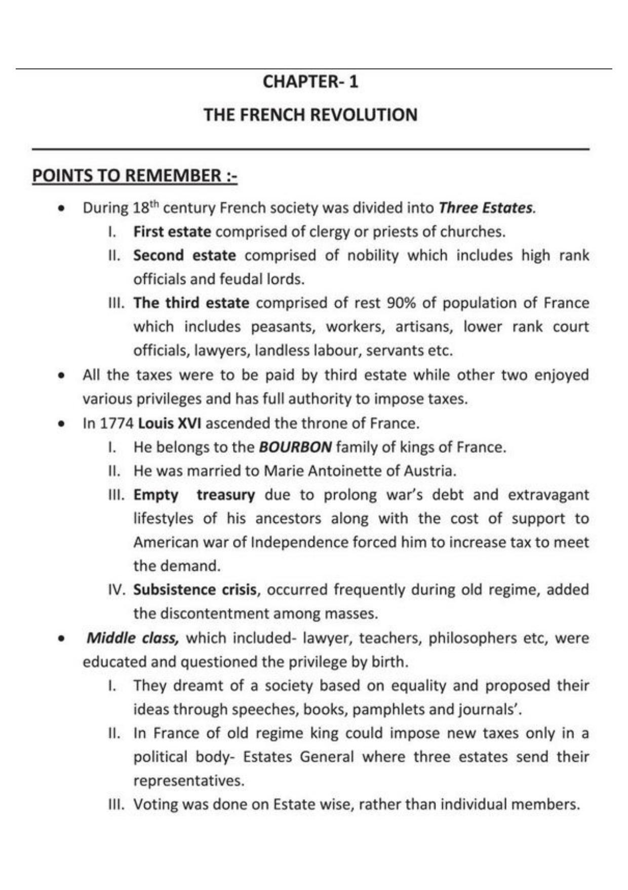 Class 9 Notes, Question & Practice Paper - History (Topic 1: The French Revolution) - Page 2