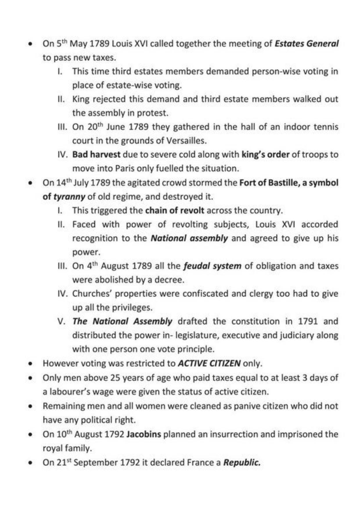 Class 9 Notes, Question & Practice Paper - History (Topic 1: The French Revolution) - Page 3