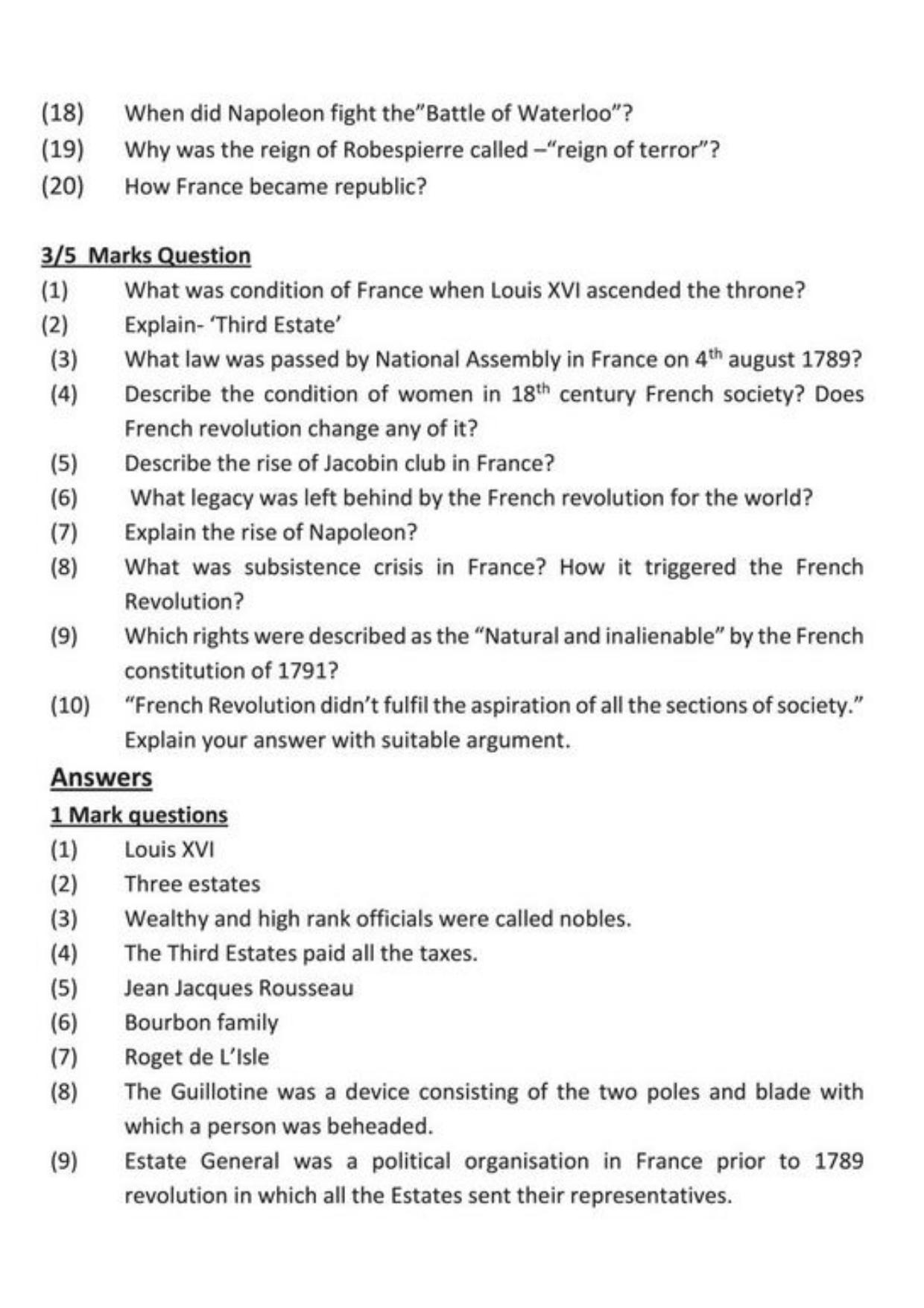 Class 9 Notes, Question & Practice Paper - History (Topic 1: The French Revolution) - Page 6