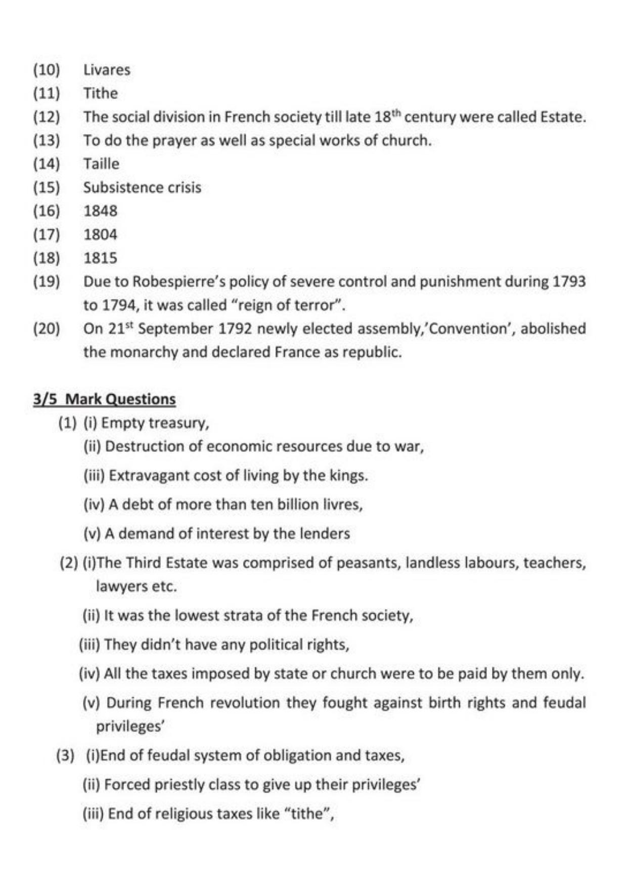 Class 9 Notes, Question & Practice Paper - History (Topic 1: The French Revolution) - Page 7