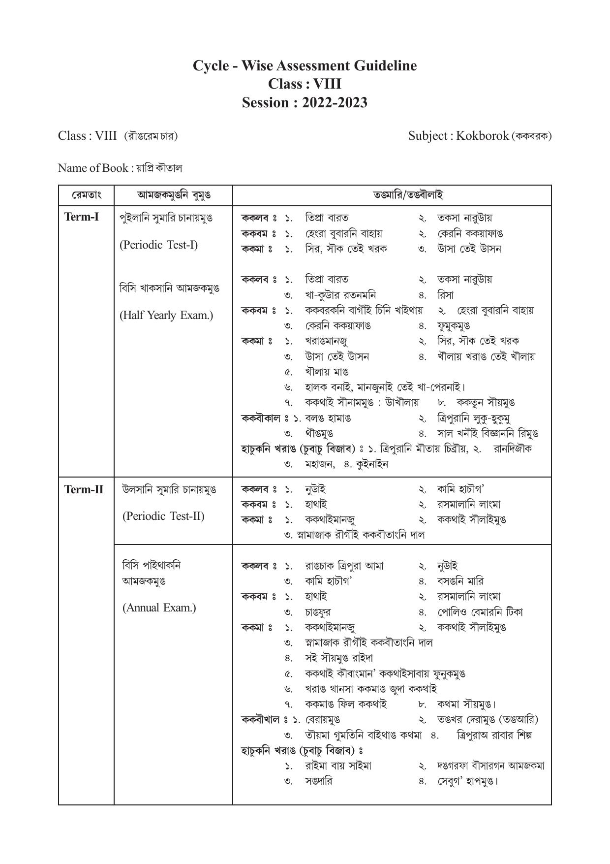 TBSE Class 8 Syllabus - Page 3