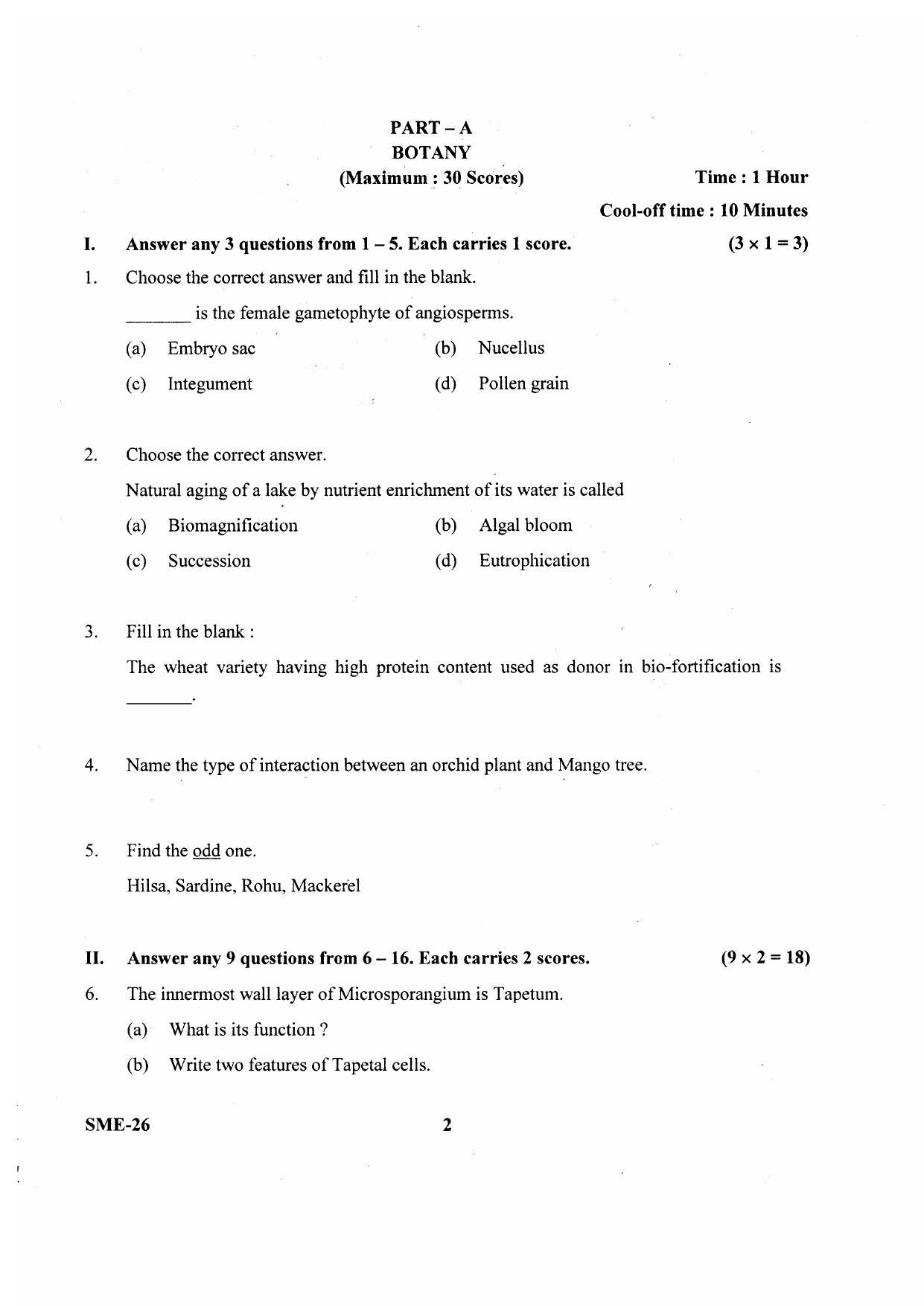 Kerala Plus Two 2020 Biology Model Question Paper - Page 2