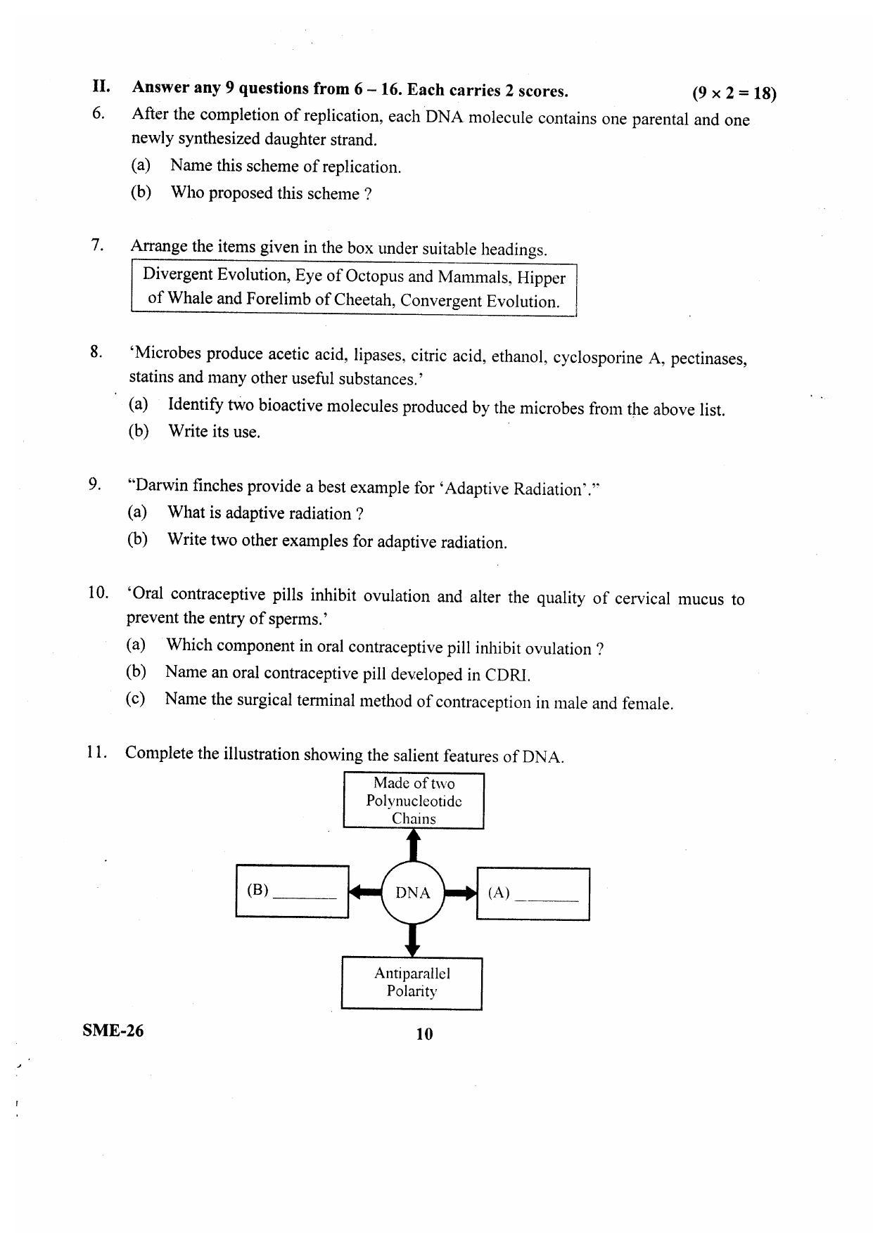 Kerala Plus Two 2020 Biology Model Question Paper - Page 6