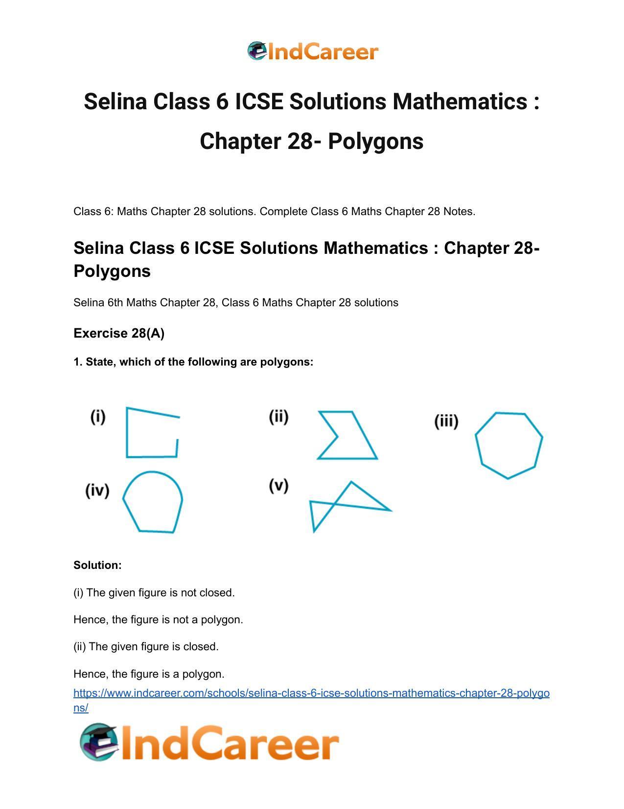 Selina Class 6 ICSE Solutions Mathematics : Chapter 28- Polygons - Page 2