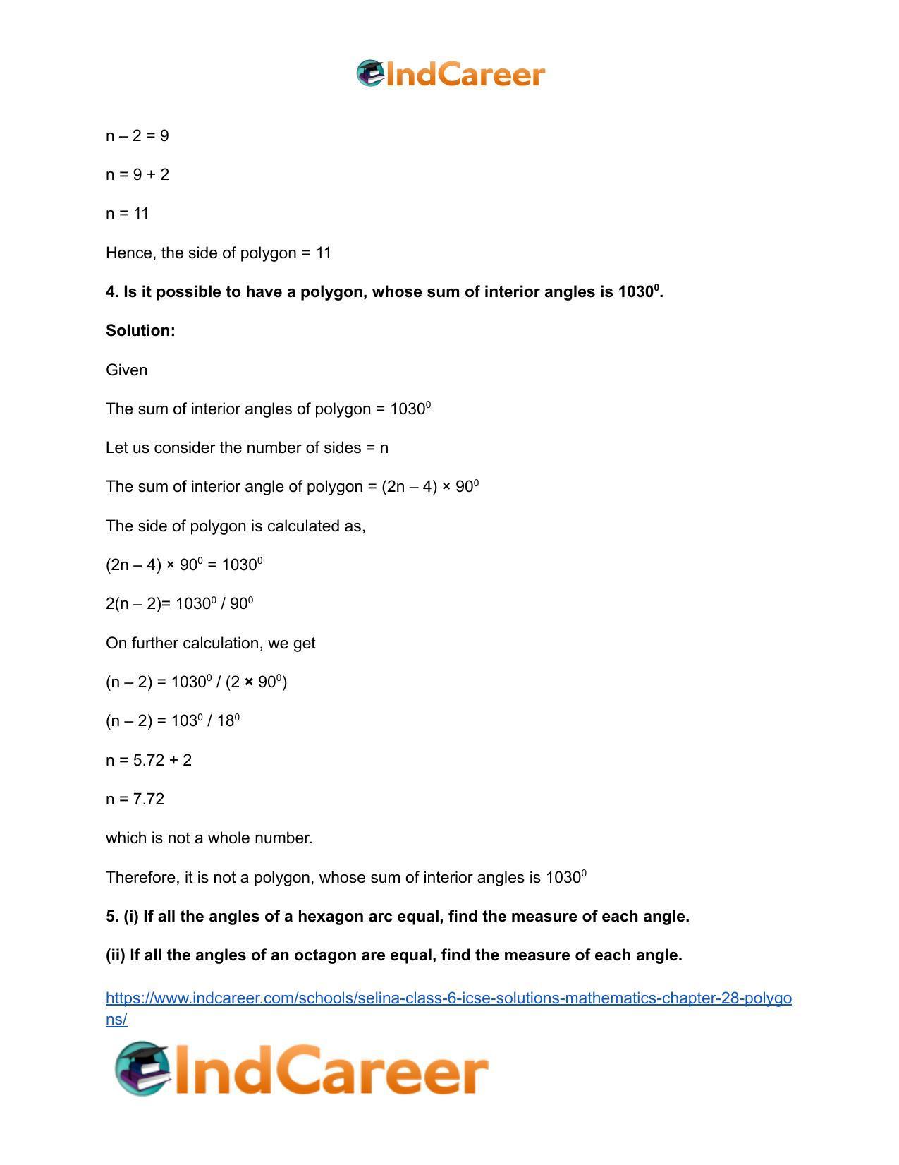 Selina Class 6 ICSE Solutions Mathematics : Chapter 28- Polygons - Page 6