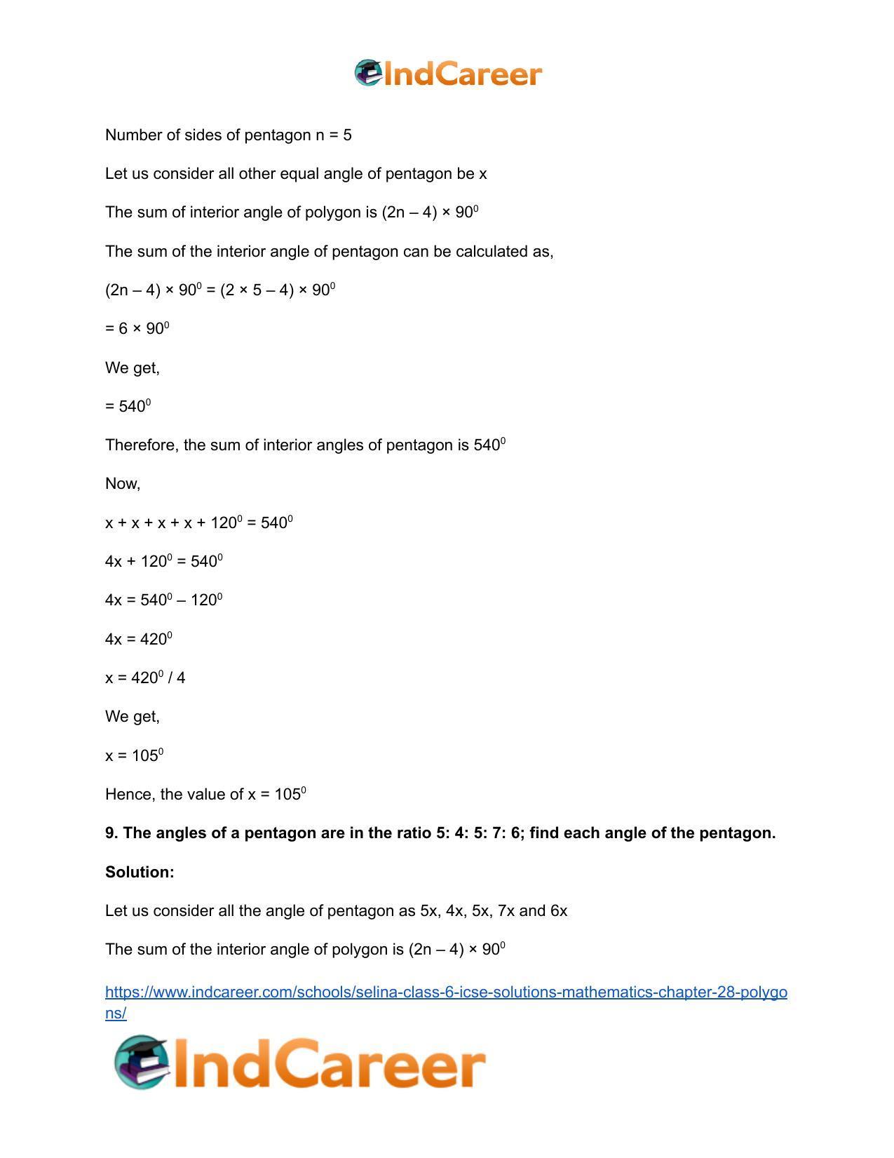 Selina Class 6 ICSE Solutions Mathematics : Chapter 28- Polygons - Page 10