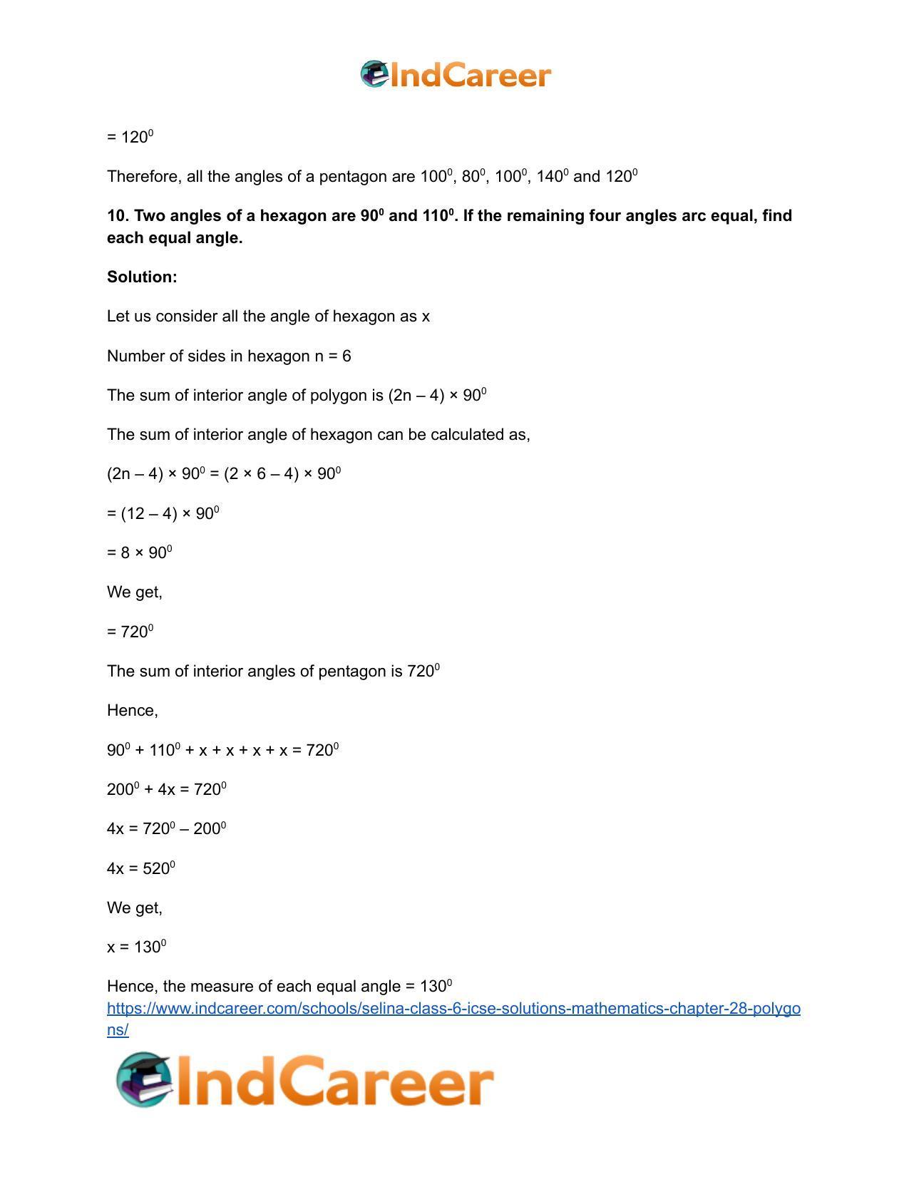Selina Class 6 ICSE Solutions Mathematics : Chapter 28- Polygons - Page 12
