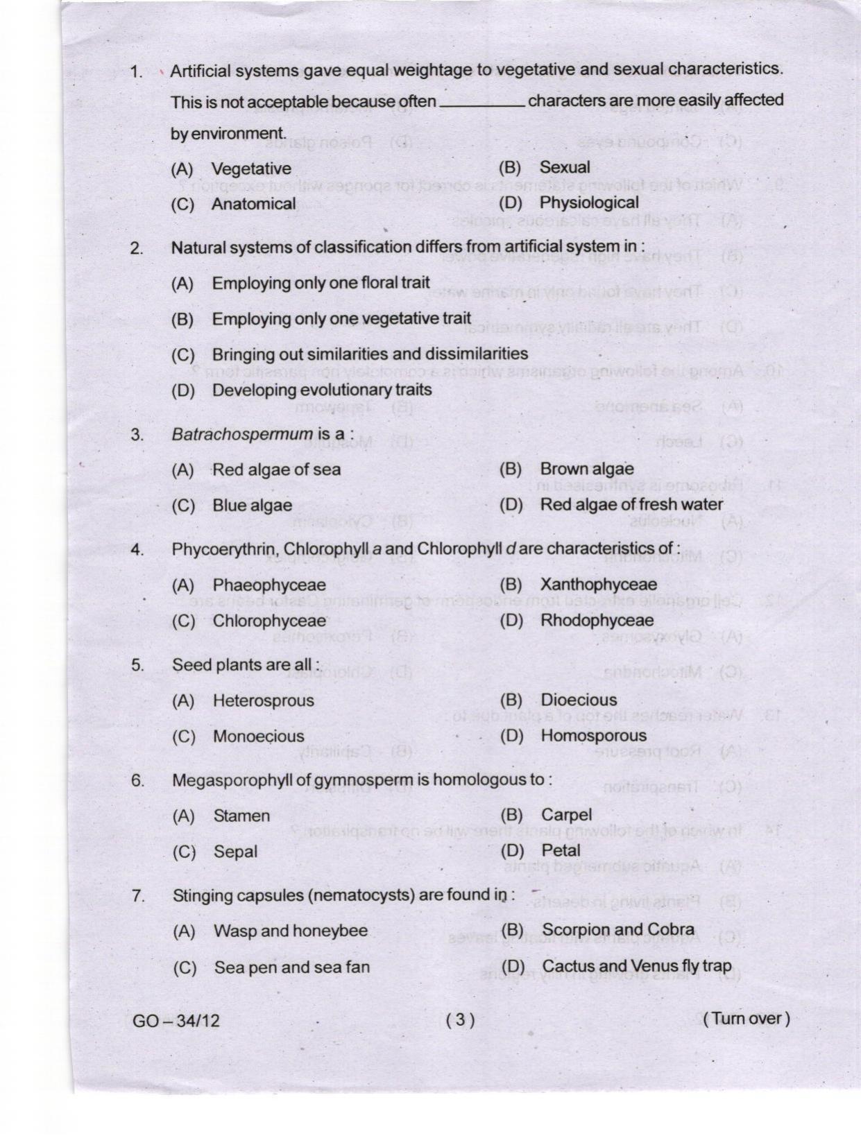 Odisha CPET 2024 WILDLIFE & BC Question Papers - Page 3