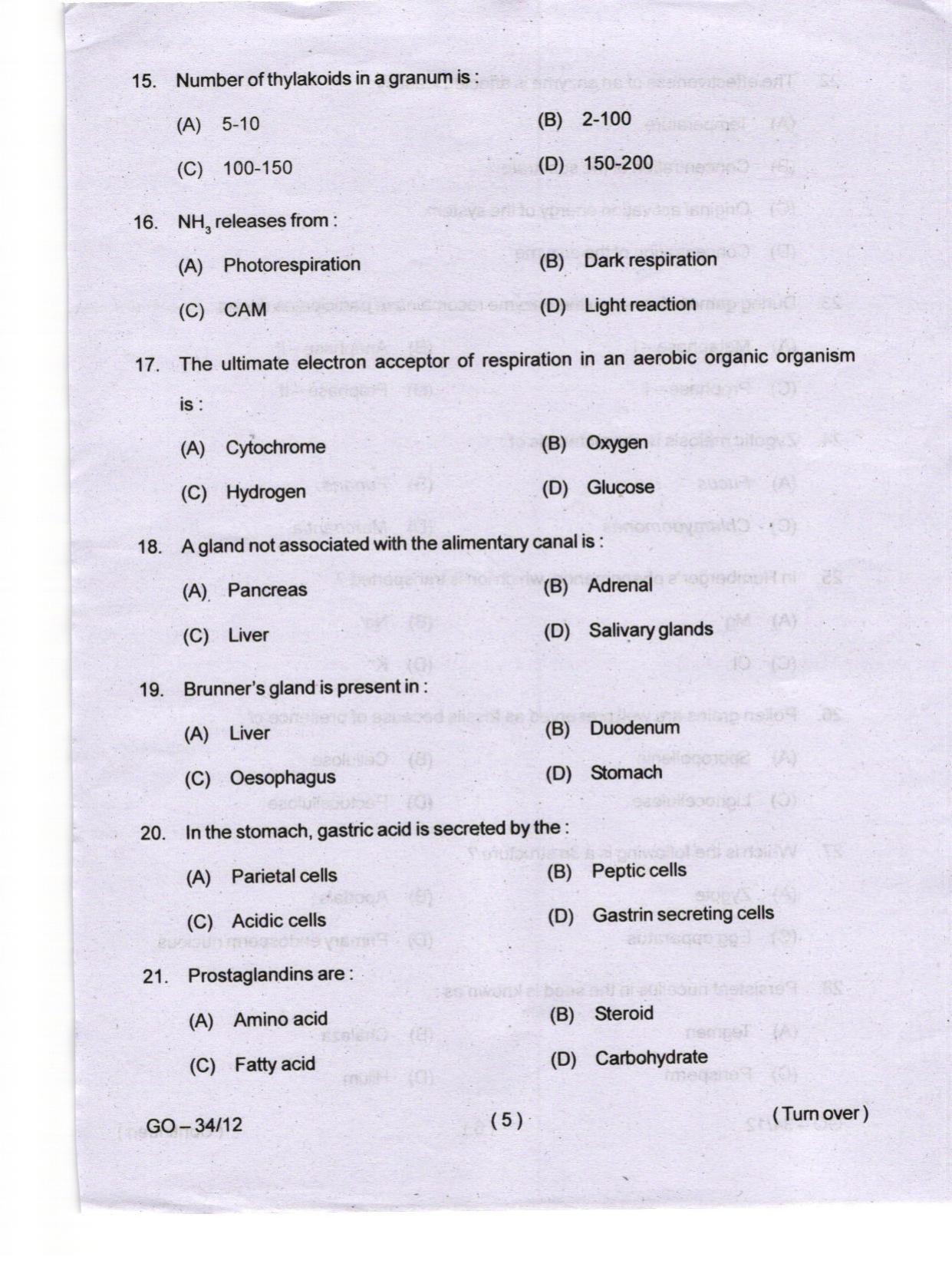 Odisha CPET 2024 WILDLIFE & BC Question Papers - Page 5