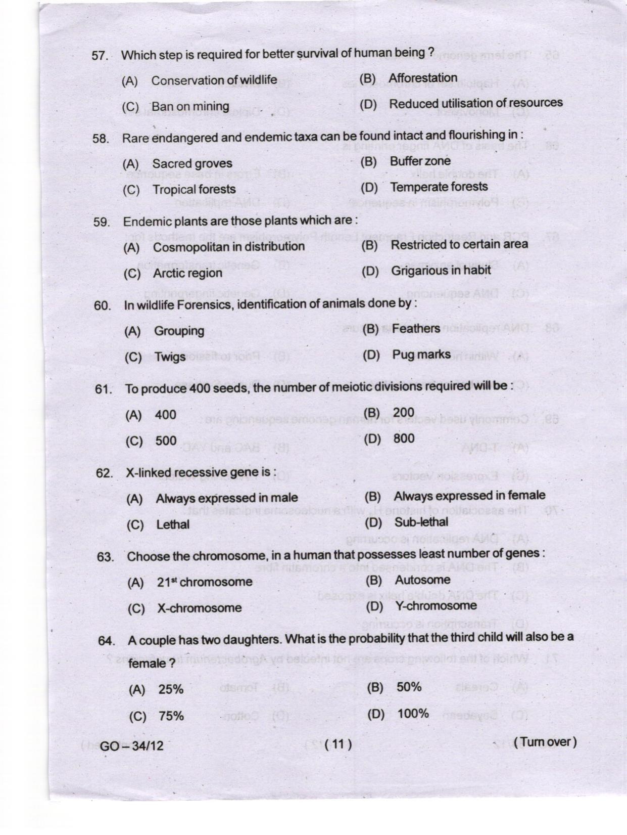 Odisha CPET 2024 WILDLIFE & BC Question Papers - Page 11