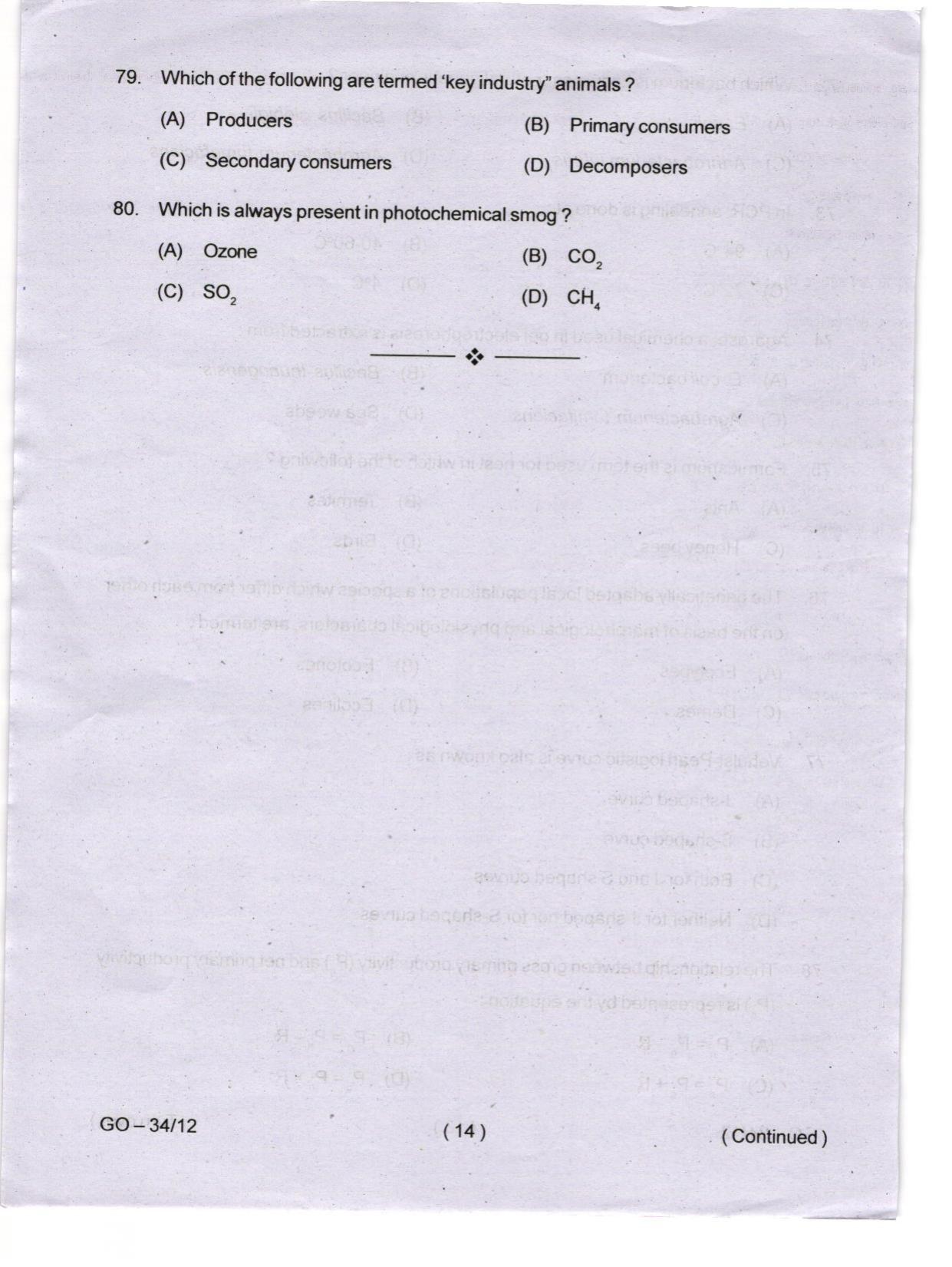 Odisha CPET 2024 WILDLIFE & BC Question Papers - Page 14