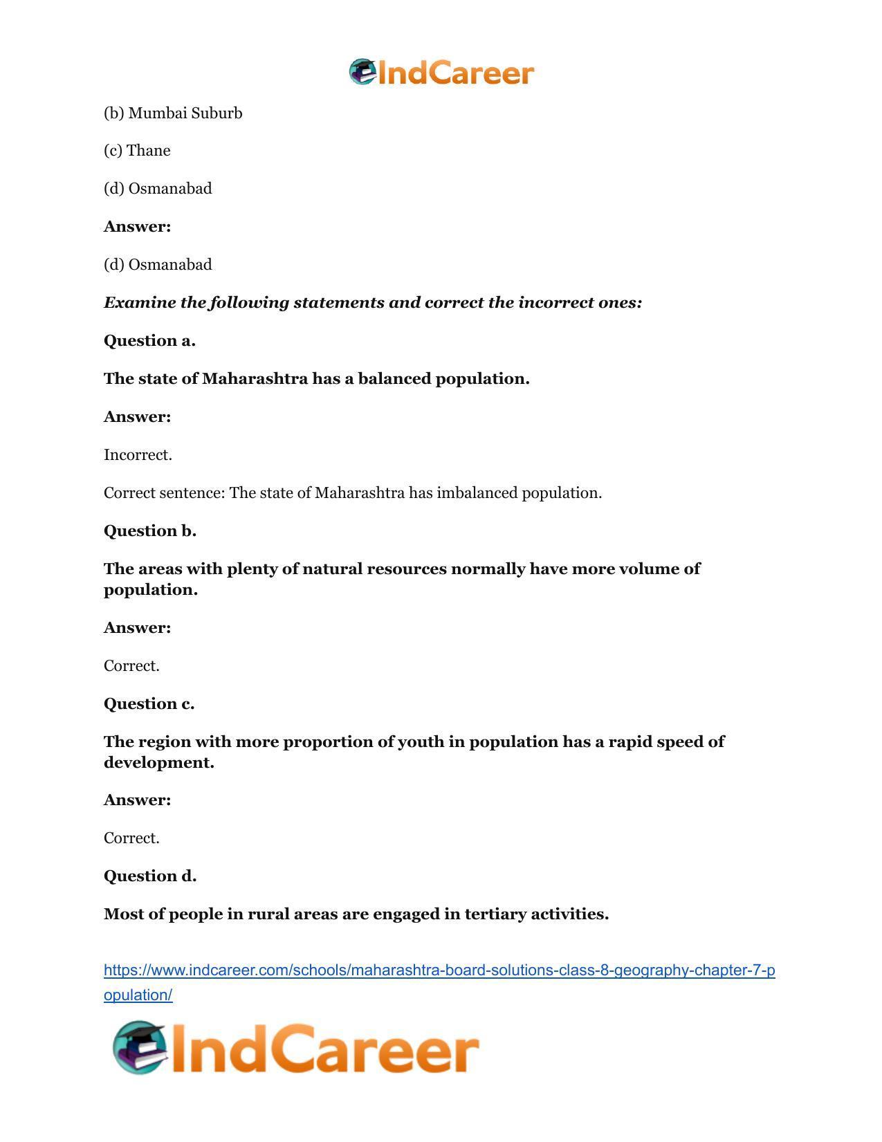 Maharashtra Board Solutions Class 8-Geography: Chapter 7- Population - Page 11