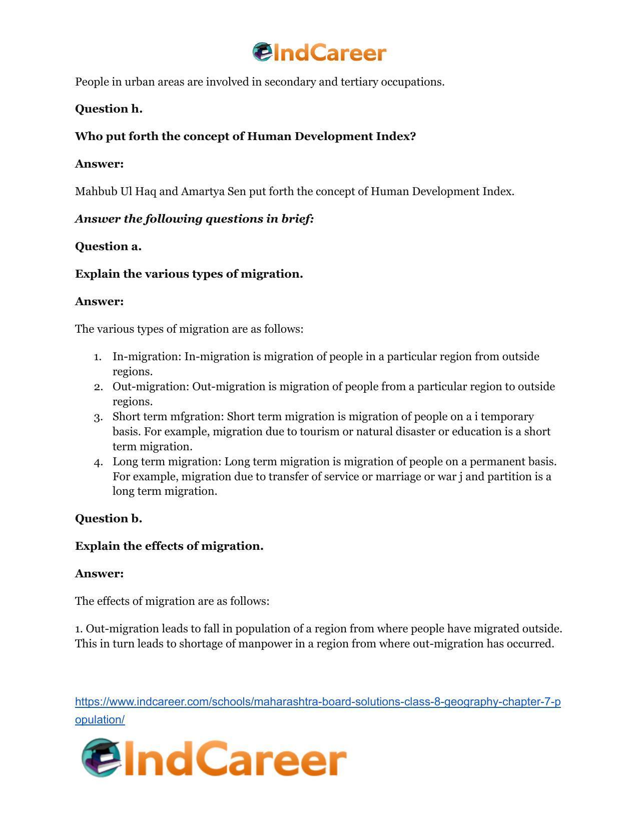 Maharashtra Board Solutions Class 8-Geography: Chapter 7- Population - Page 14