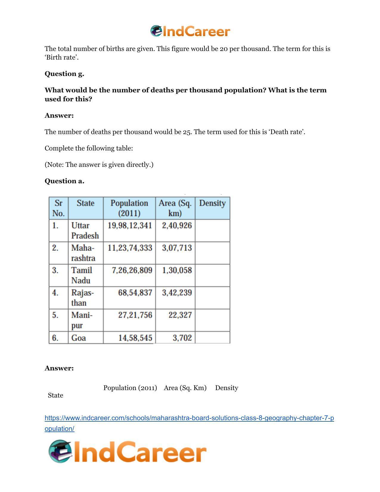 Maharashtra Board Solutions Class 8-Geography: Chapter 7- Population - Page 23