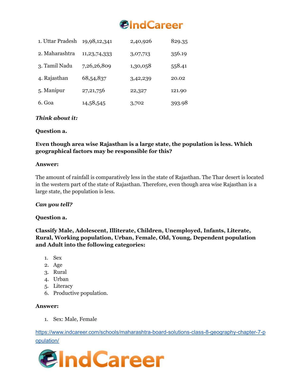 Maharashtra Board Solutions Class 8-Geography: Chapter 7- Population - Page 24
