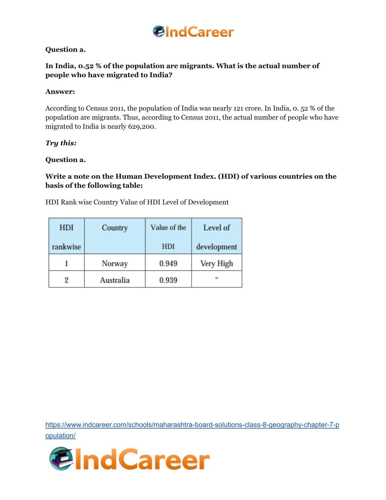 Maharashtra Board Solutions Class 8-Geography: Chapter 7- Population - Page 29
