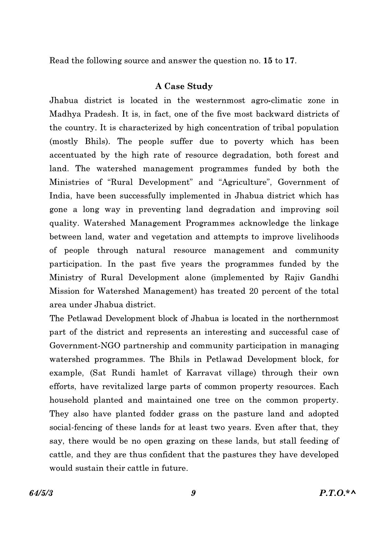 CBSE Class 12 64-5-3 Geography 2023 Question Paper - Page 9