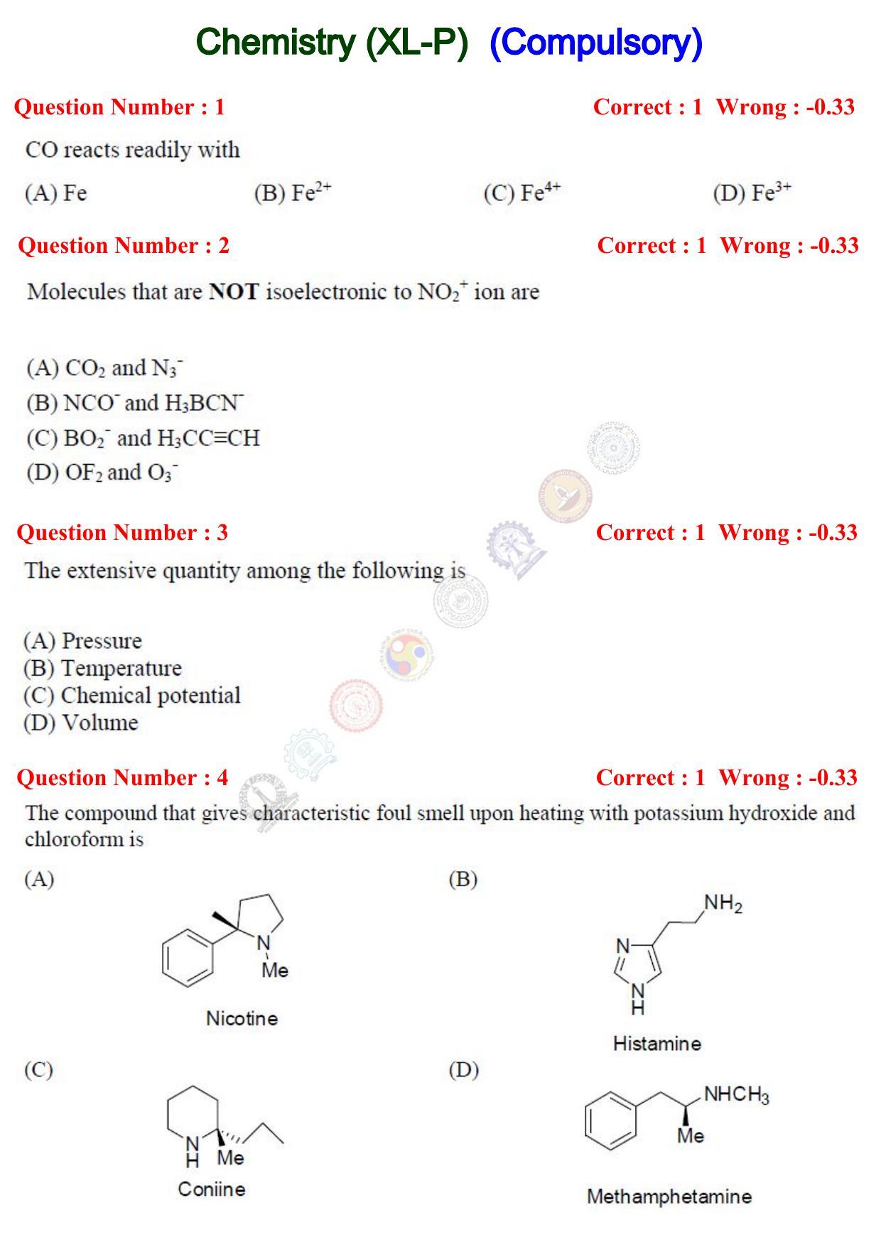 GATE 2017 Life Sciences (XL) Question Paper with Answer Key - Page 2