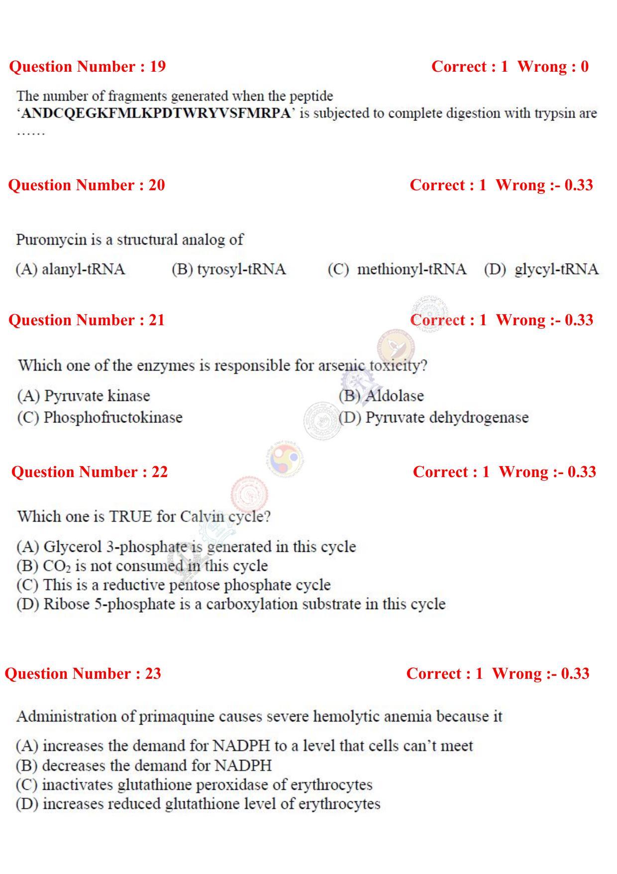 GATE 2017 Life Sciences (XL) Question Paper with Answer Key - Page 11