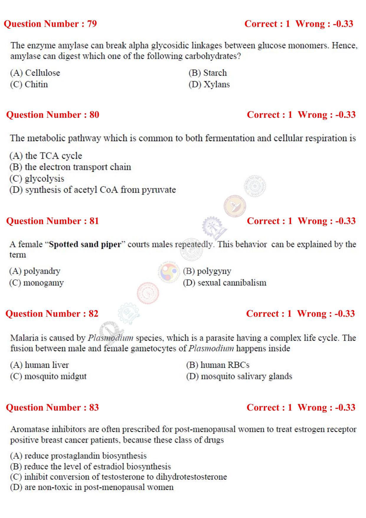 GATE 2017 Life Sciences (XL) Question Paper with Answer Key - Page 39