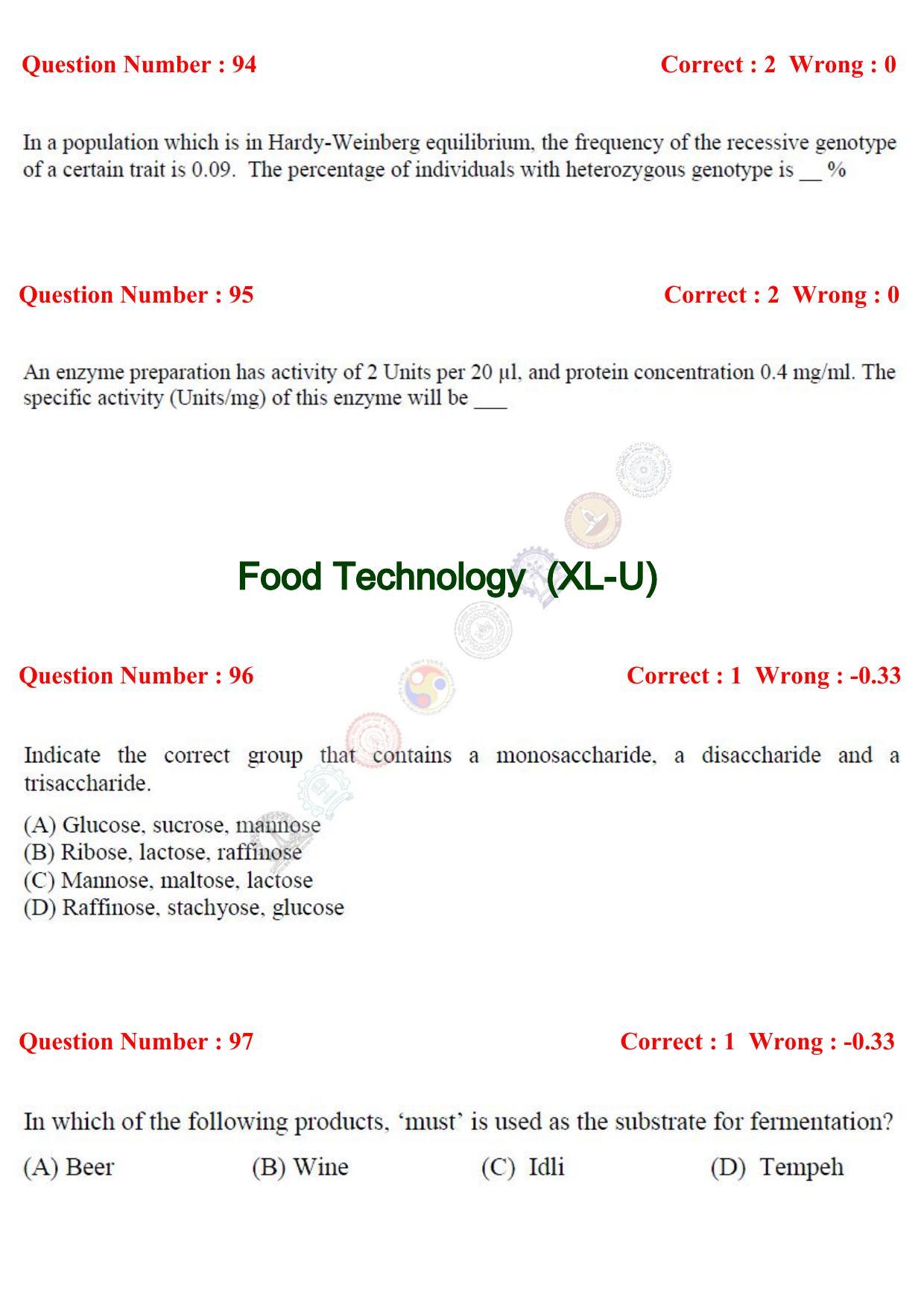 GATE 2017 Life Sciences (XL) Question Paper with Answer Key - Page 47