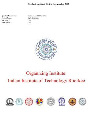 GATE 2017 Life Sciences (XL) Question Paper with Answer Key