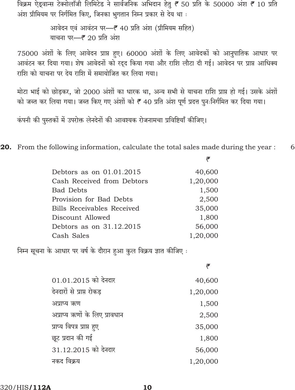 NIOS October 2016 Class 12 Accountancy Question Paper - Page 10